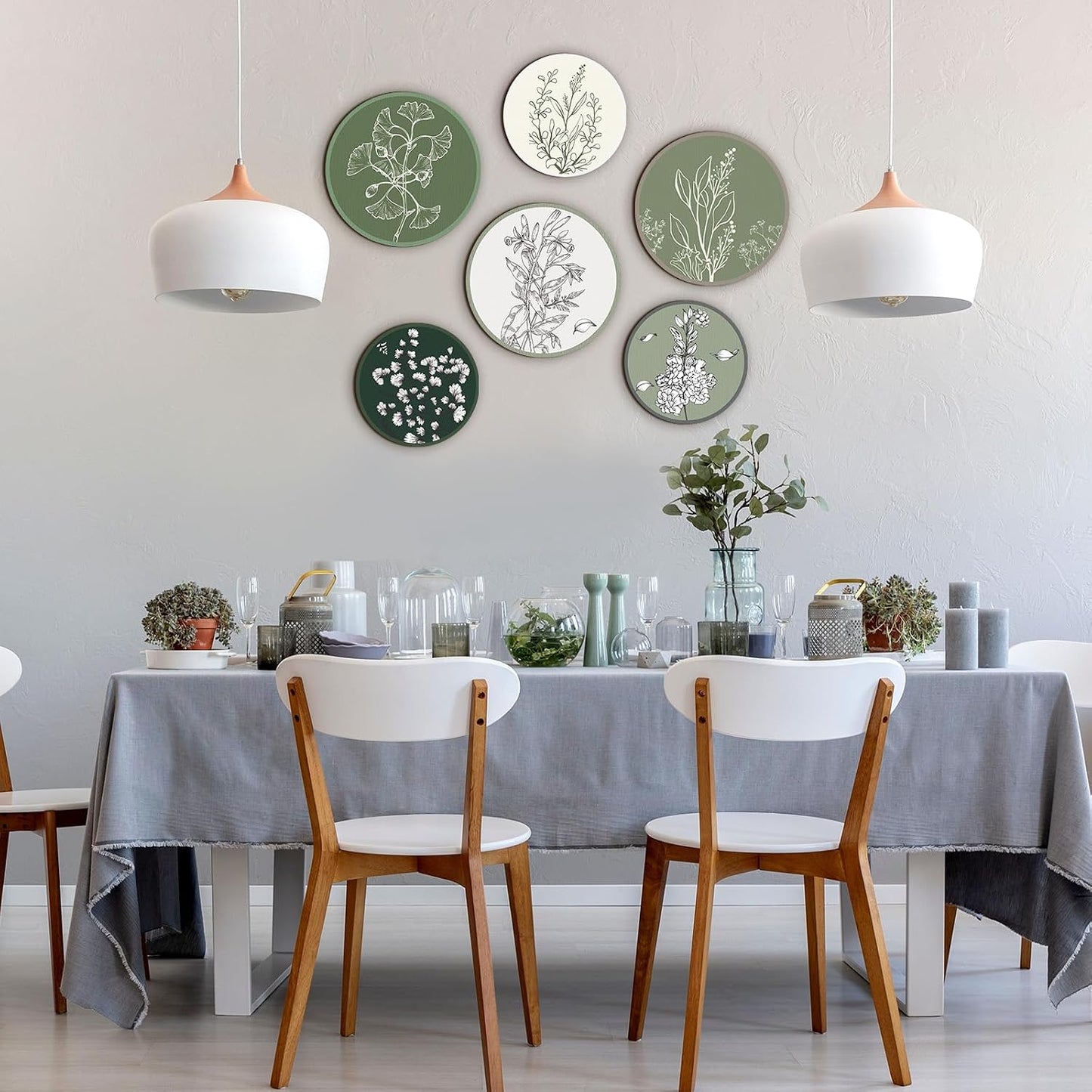 Boho Plant Wall Art Decor Wooden Boho Farmhouse Rustic / Greenery / 8 Inch, 10 Inch / Set of 6