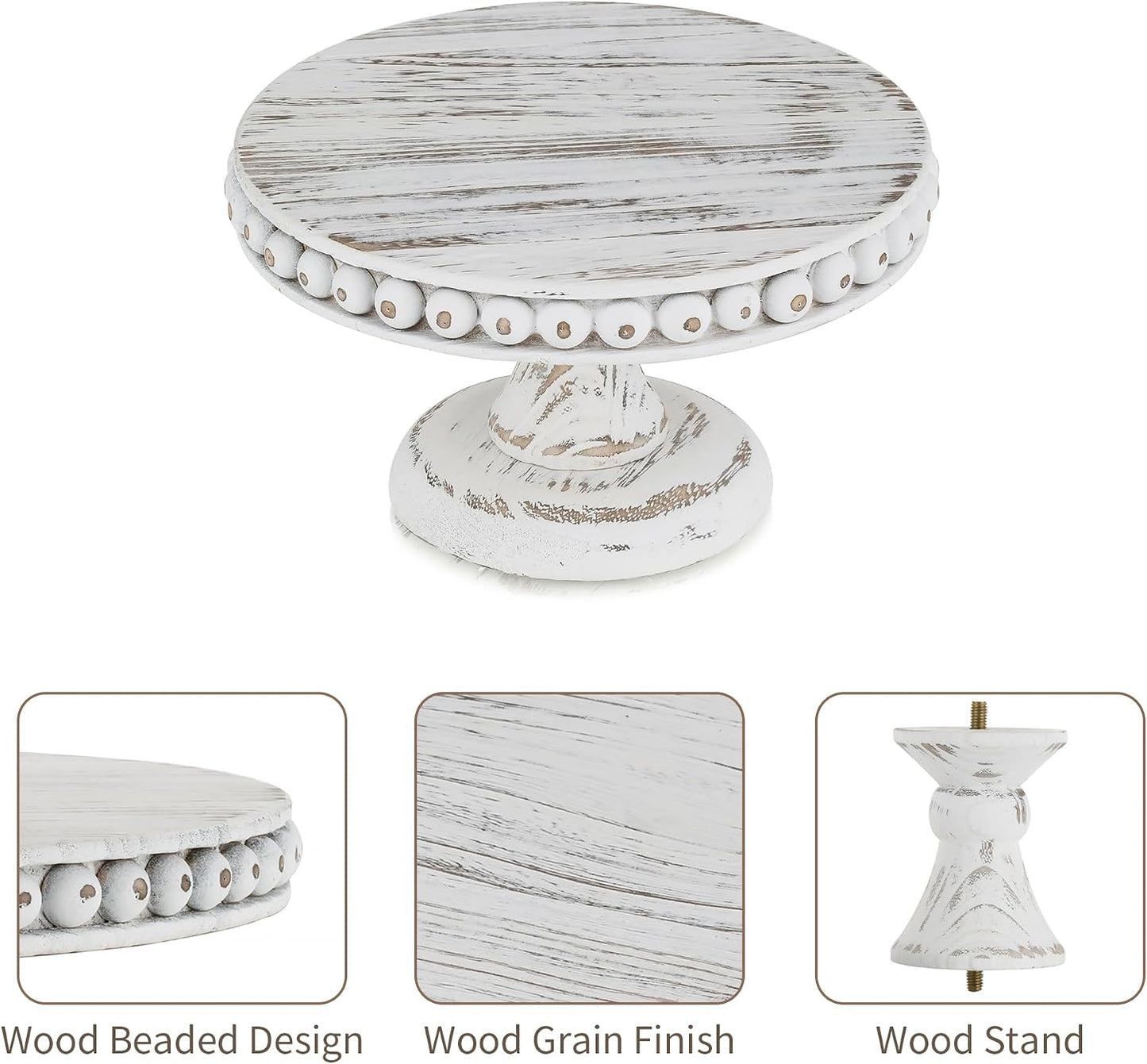 Small Wood Cake Stand / White-7.87 / 8 Inch