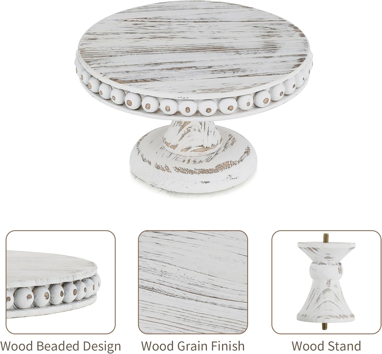Small Wood Cake Stand / White-7.87 / 8 Inch