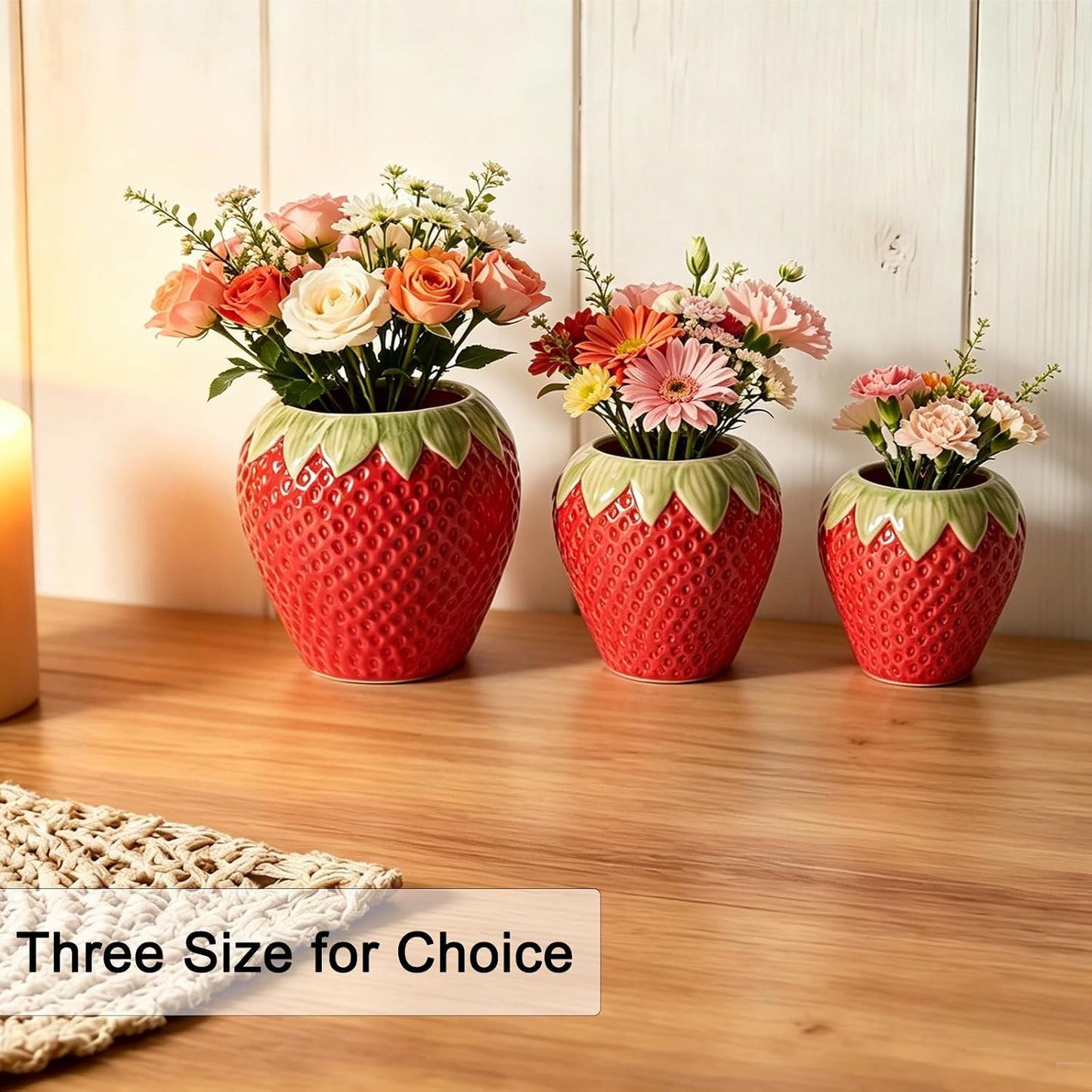 Ceramic Strawberry Vase / Red / Medium-5.1