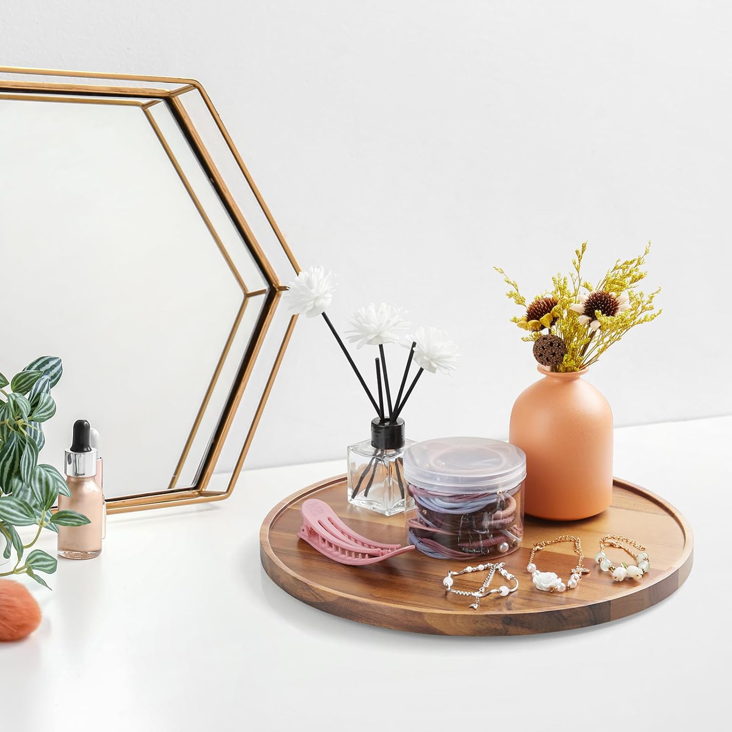Wood Round Tray / Acacia / 12 Inch / Set of 12