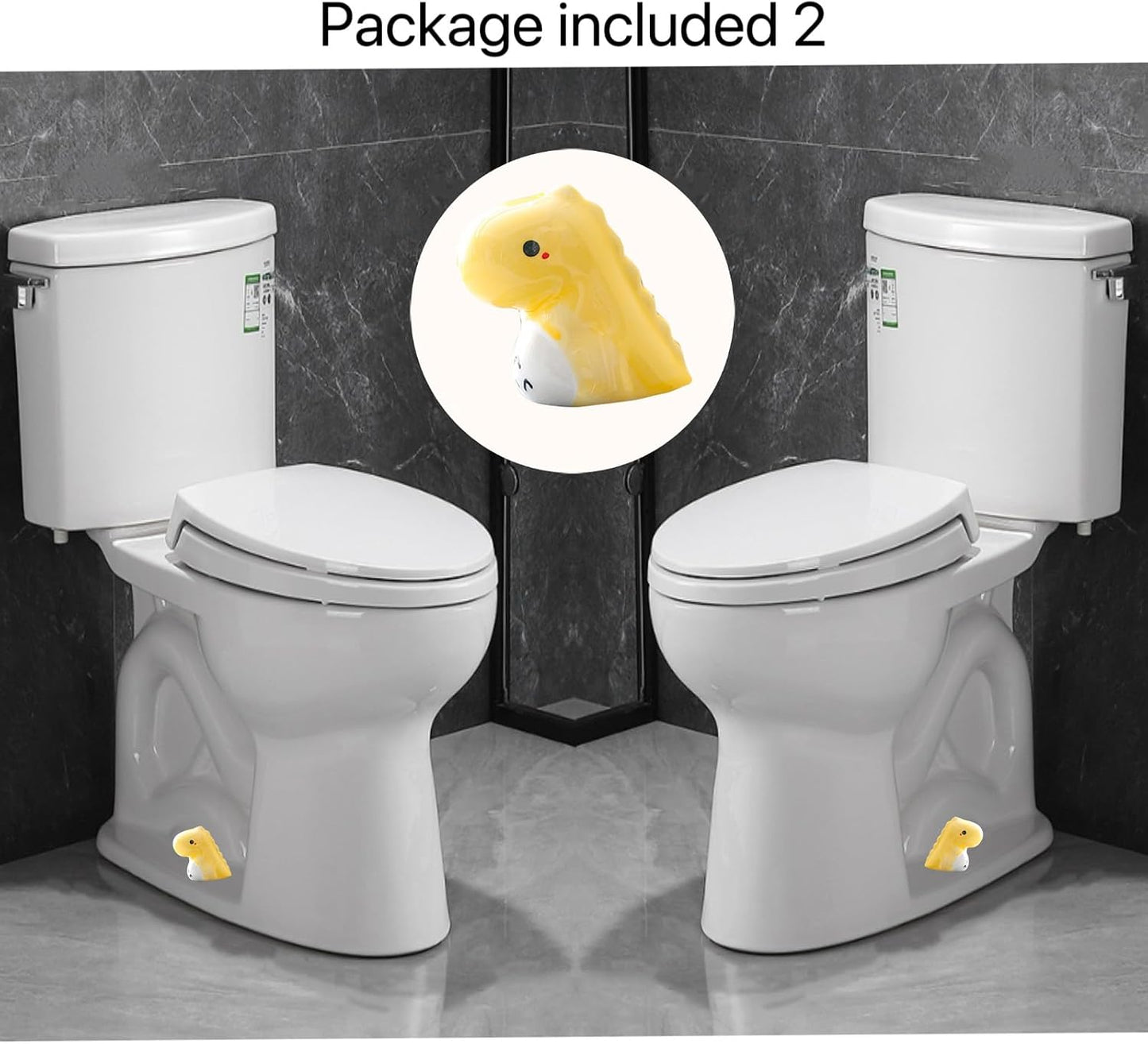Animal Toilet Bolt Covers Decorative for Bottom / Dinosaur-yellow / Set of 2