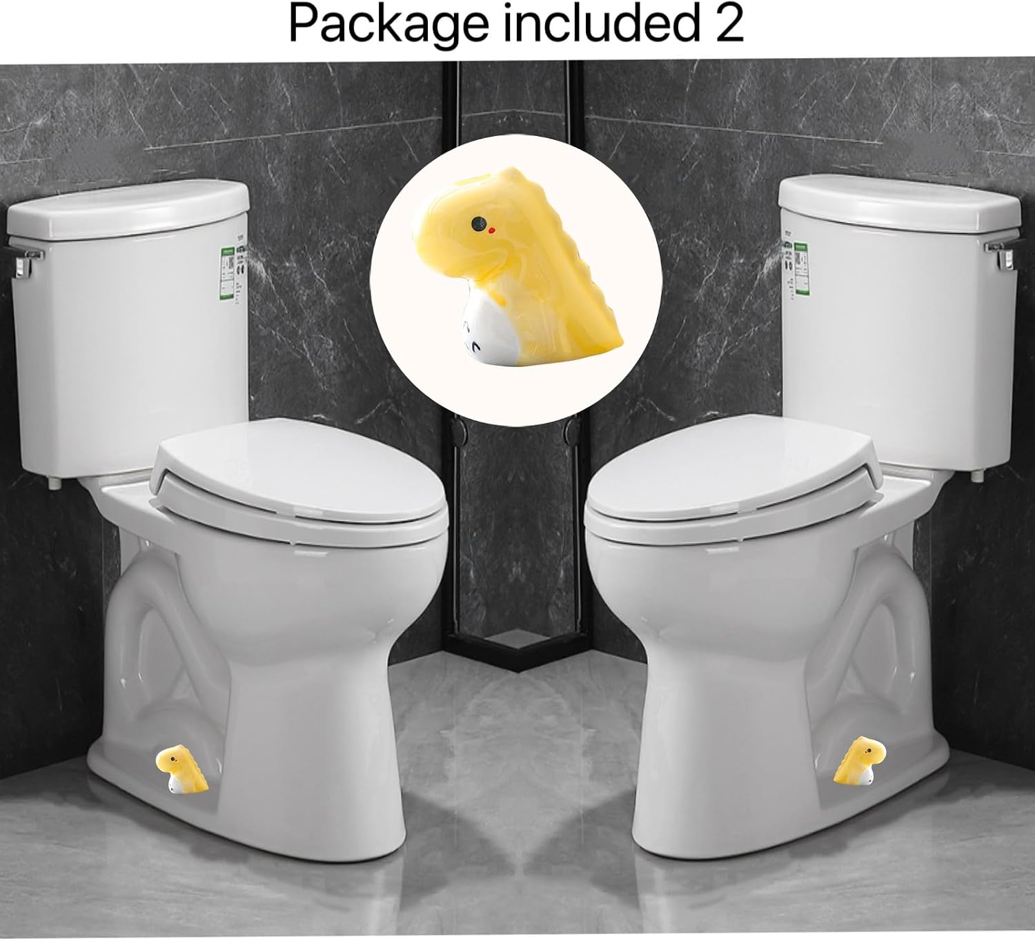 Animal Toilet Bolt Covers Decorative for Bottom / Dinosaur-yellow / Set of 2