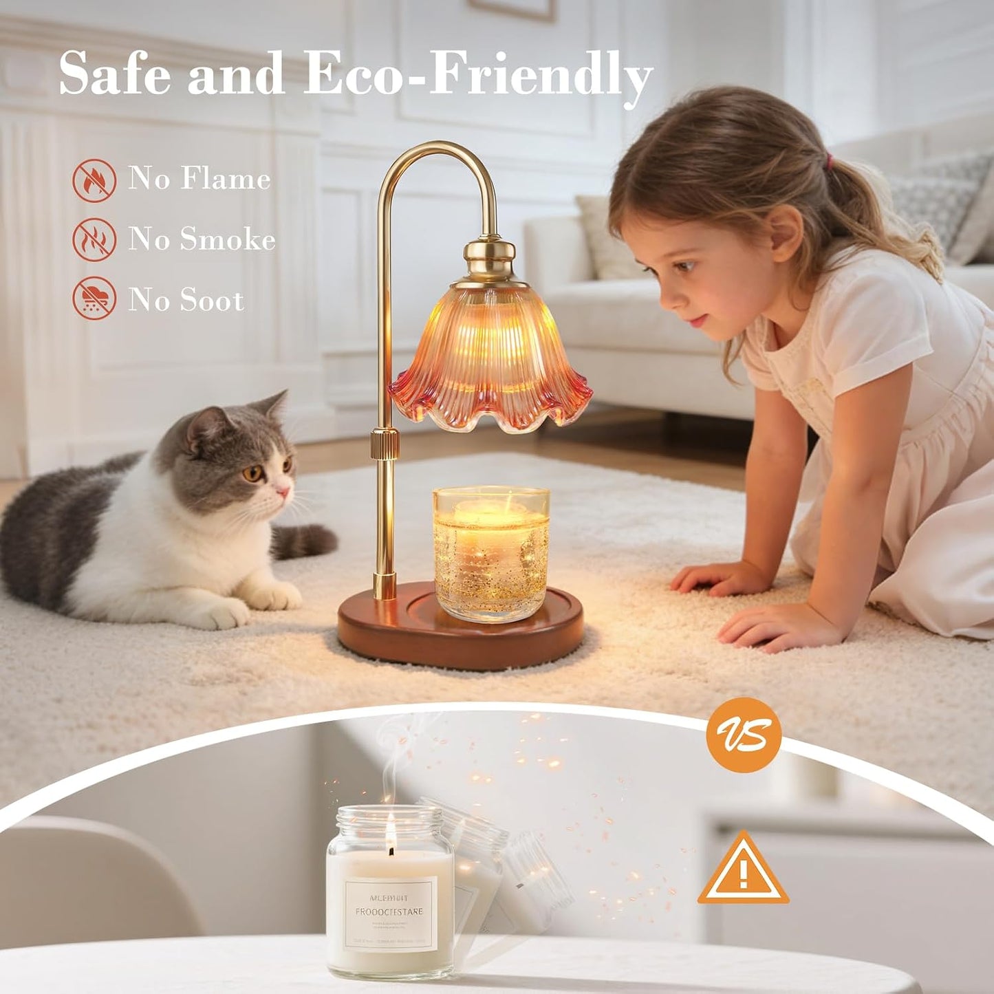 Banbanda Candle Warmer Lamp with Timer Dimmable: Birthday Gifts for Women, Safe Flameless Scent Lamp – Height