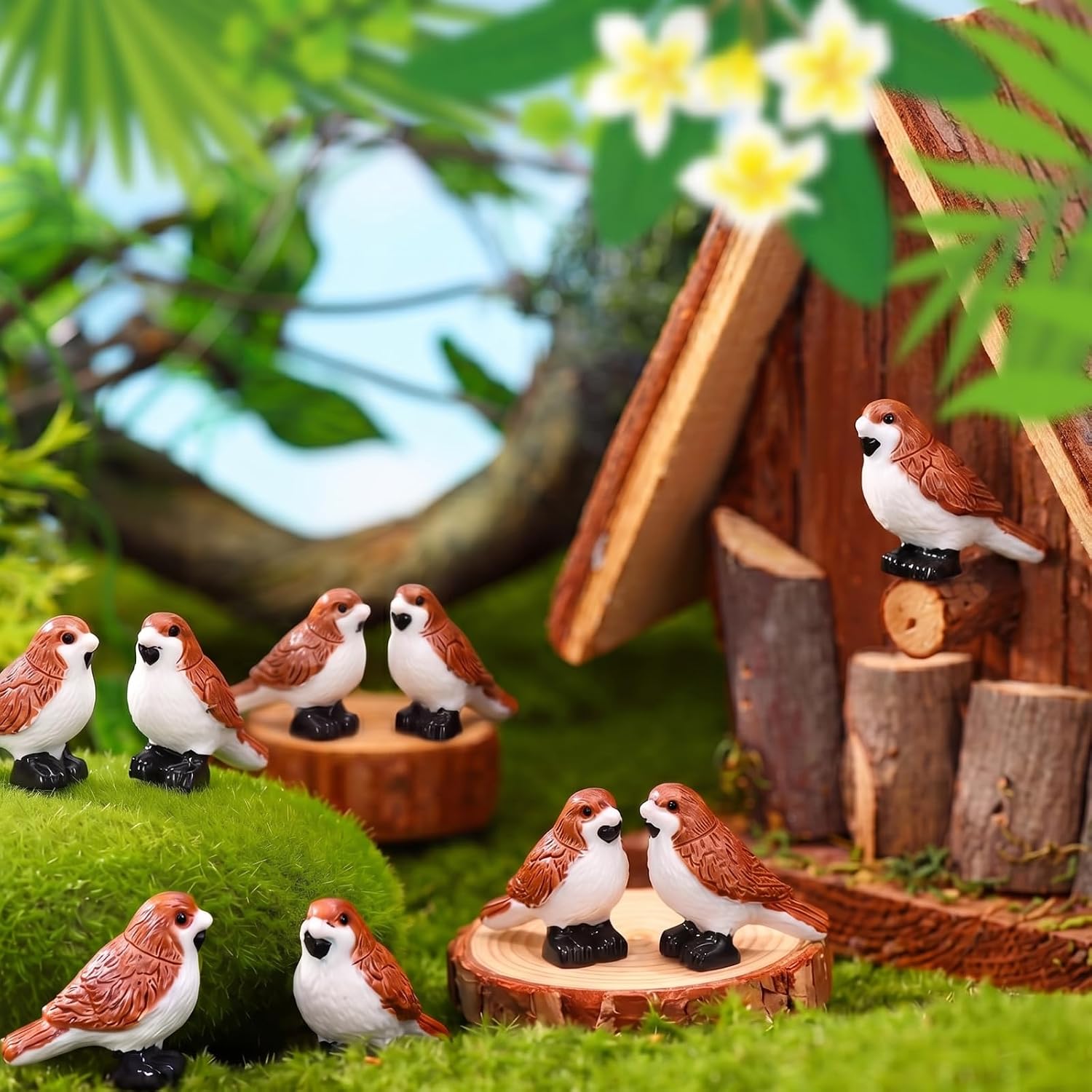Tiny Resin Birds Statues Bulk Decorative Pigeons Figurines / 1 Inch / Set of 50