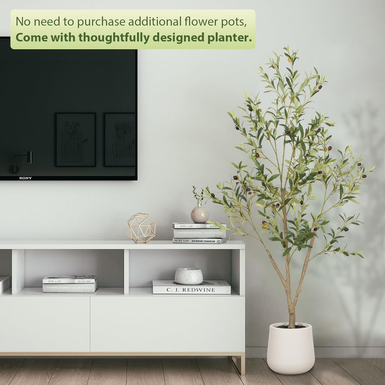 Artificial Plants / White Tall Planter / White-7ft / 7 Inch