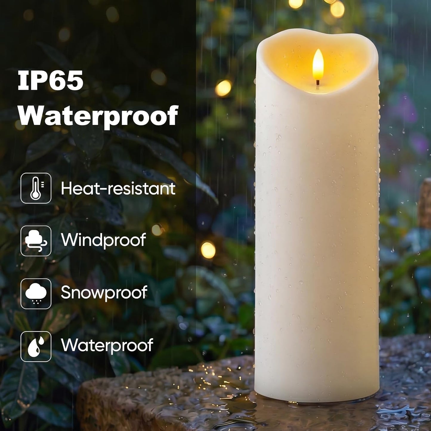 Amagic 4” x 12” Large Outdoor Candles with Timer Waterproof, Flickering Flameless Candles Battery Operated with Remote