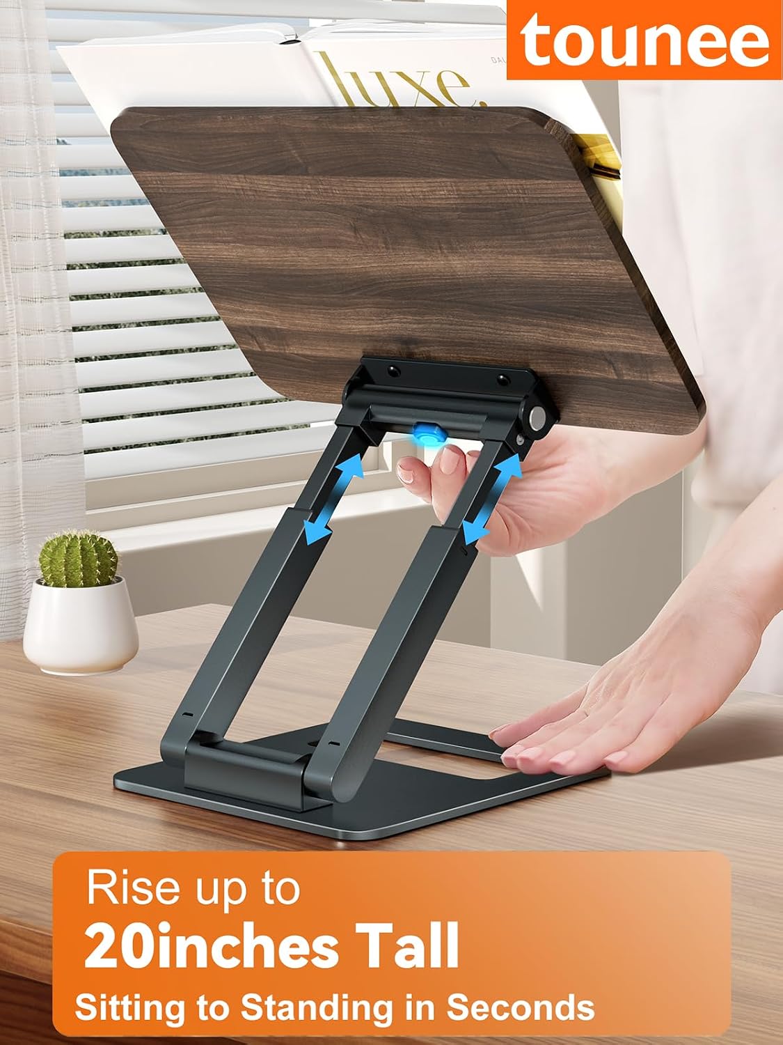 Tounee Book Stand, Telescopic Book Holder Stand, Adjustable Height Pull Out Design Ergonomic Cookbook Stand with