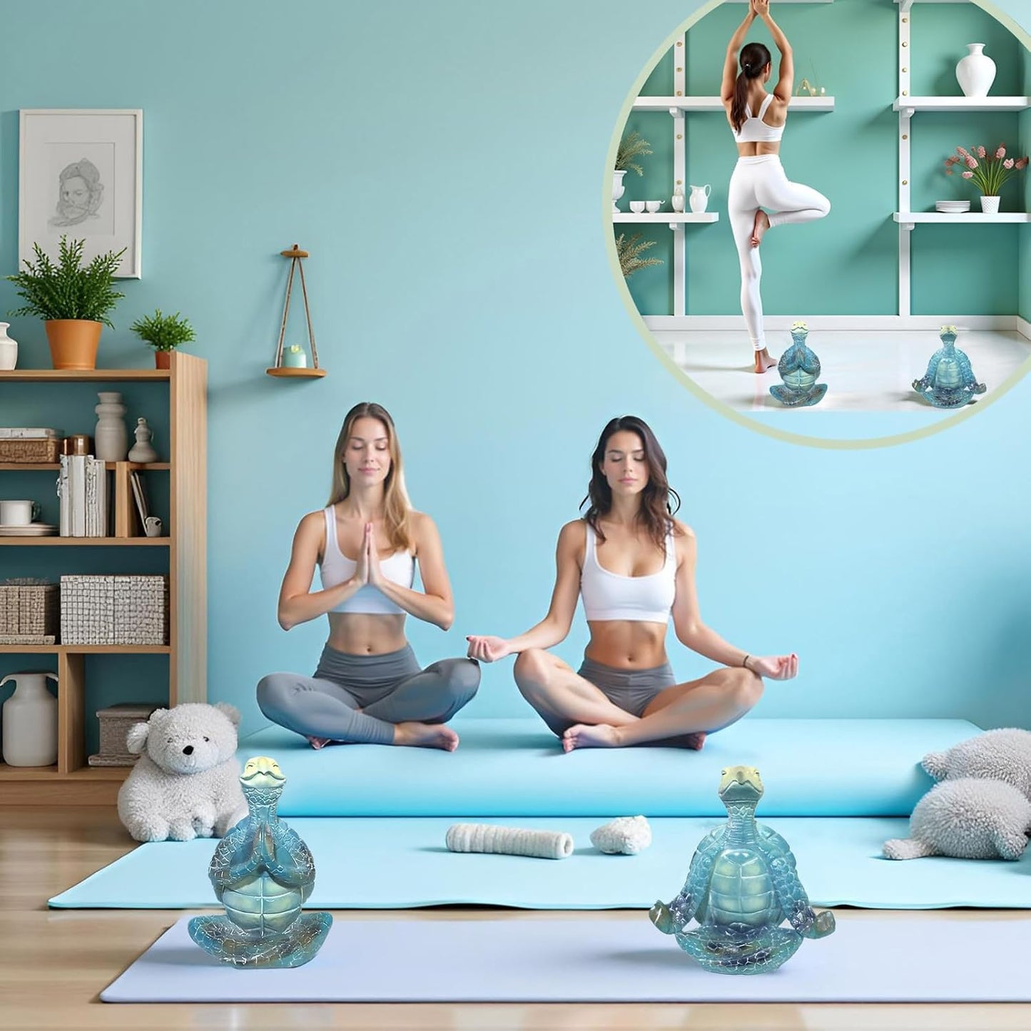 Yoga Sea Turtle Figurines / Blue / Set of 2