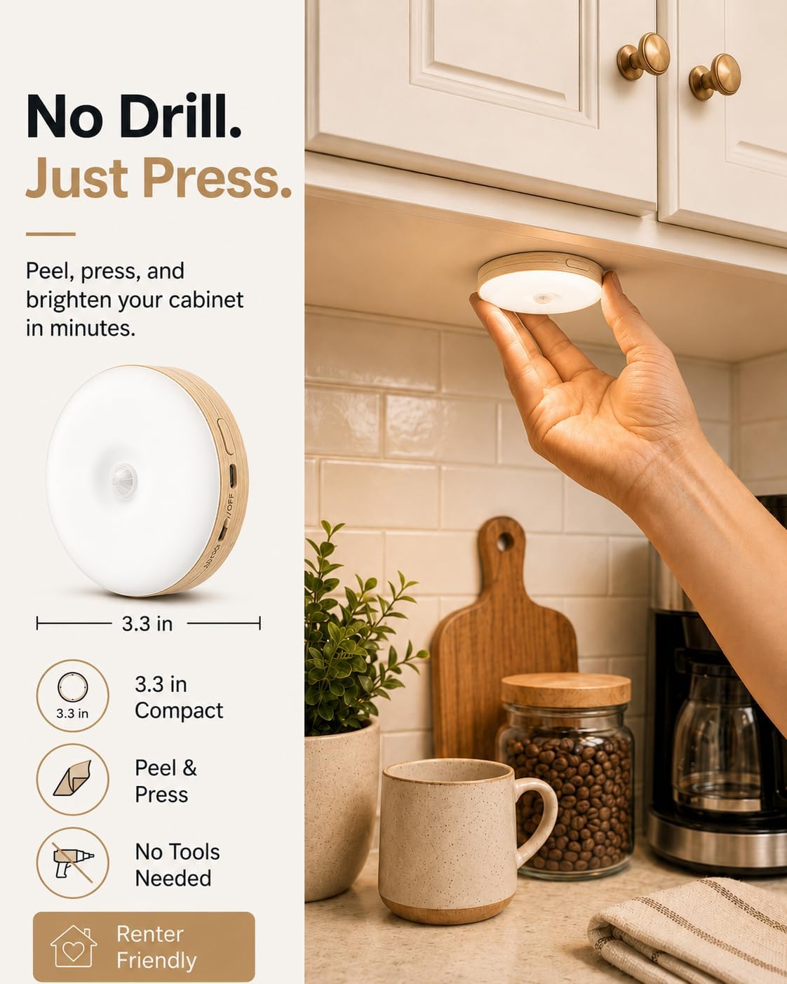 EZVALO Under Cabinet Lighting, 1000mAh Rechargeable Puck Lights with Remote, 3 Color Temps & 12 RGB Motion Sensor