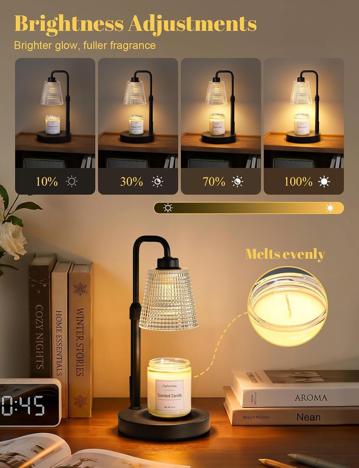 Candle Warmer Lamp with Timer, Birthday Gifts for Women, Cozy Room Decor | Dimmable Wax Melt Warmer, Adjustable Height