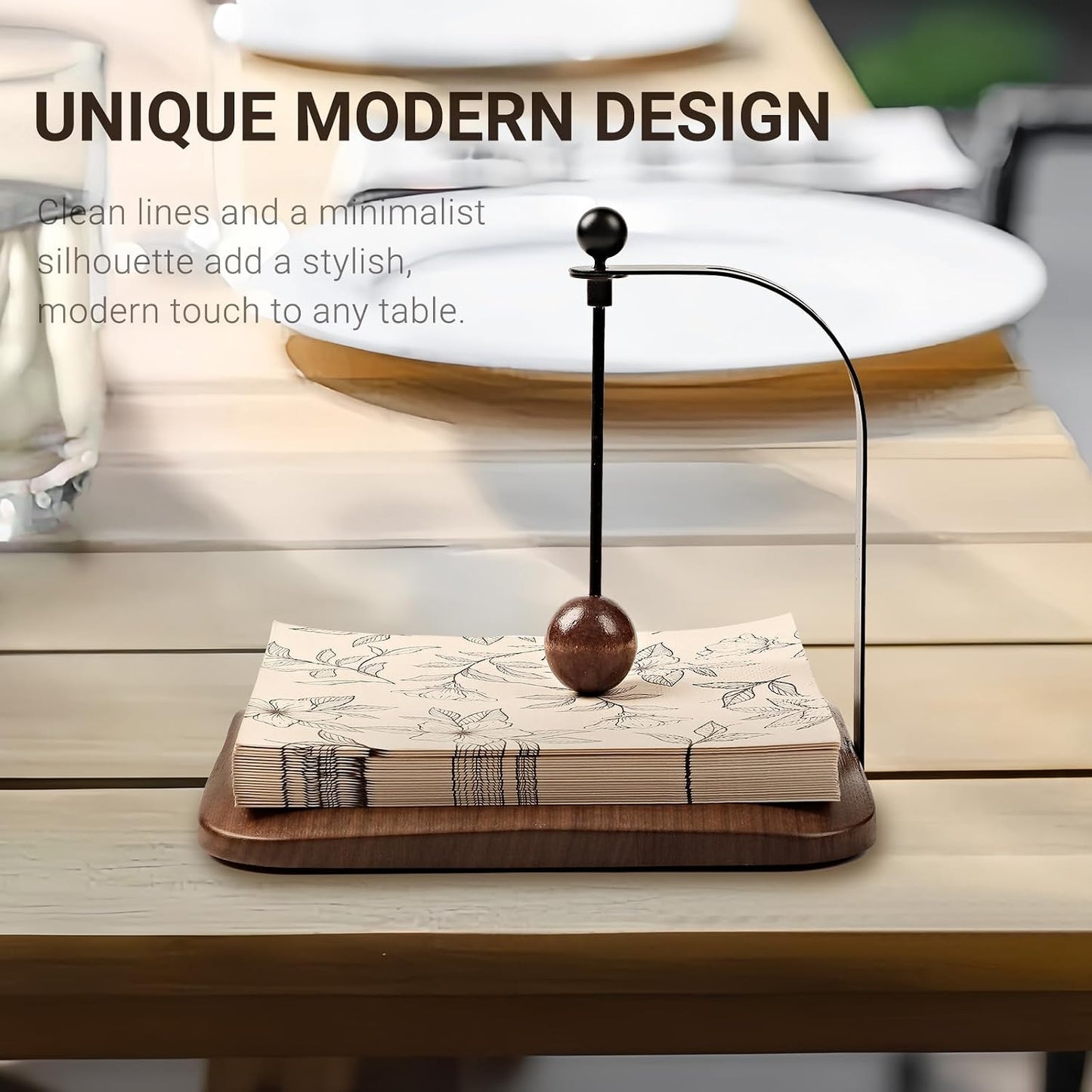 Modern Table Napkin Holder in Solid Walnut Wood / Black
