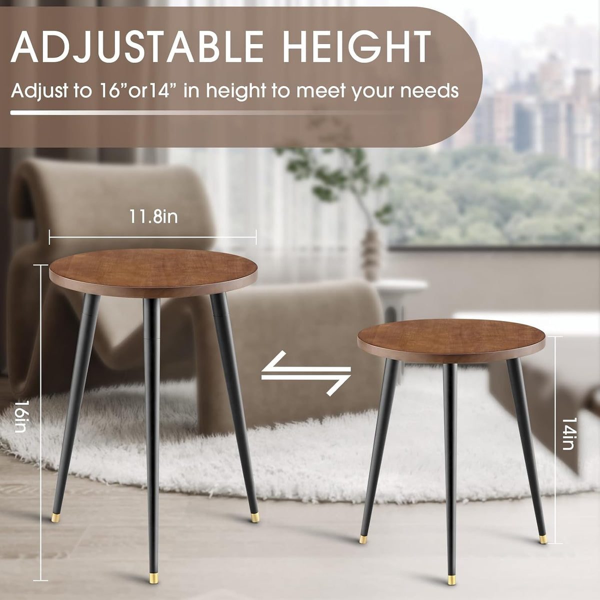 KINNARY Plant Stand Indoor,Mid Century Wood Plant Stand Plant Table for Flower Pots,Heavy Duty Metal Tall Plant Holder