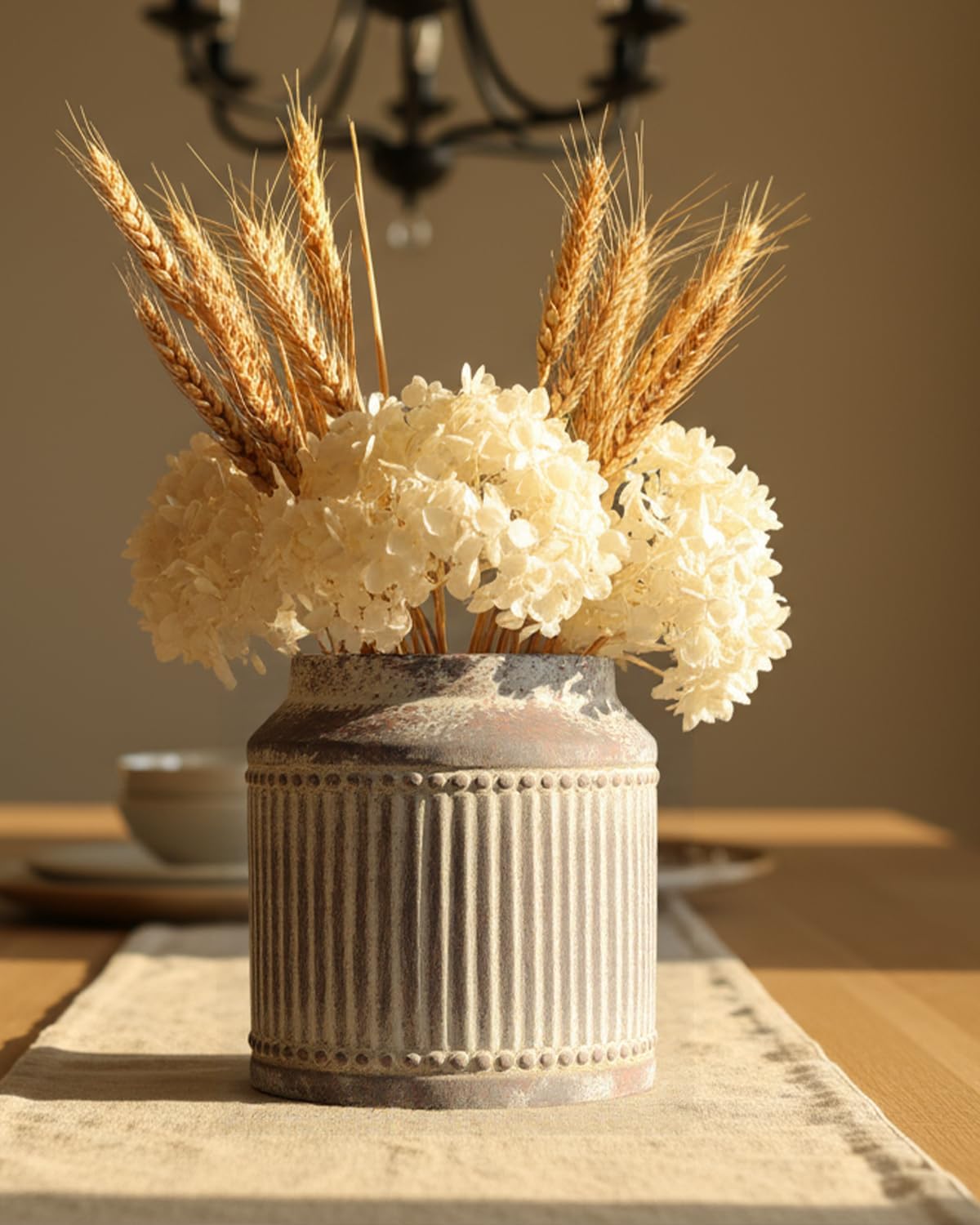 Ribbed Ceramic Vase / Gray / 7.32 Inch
