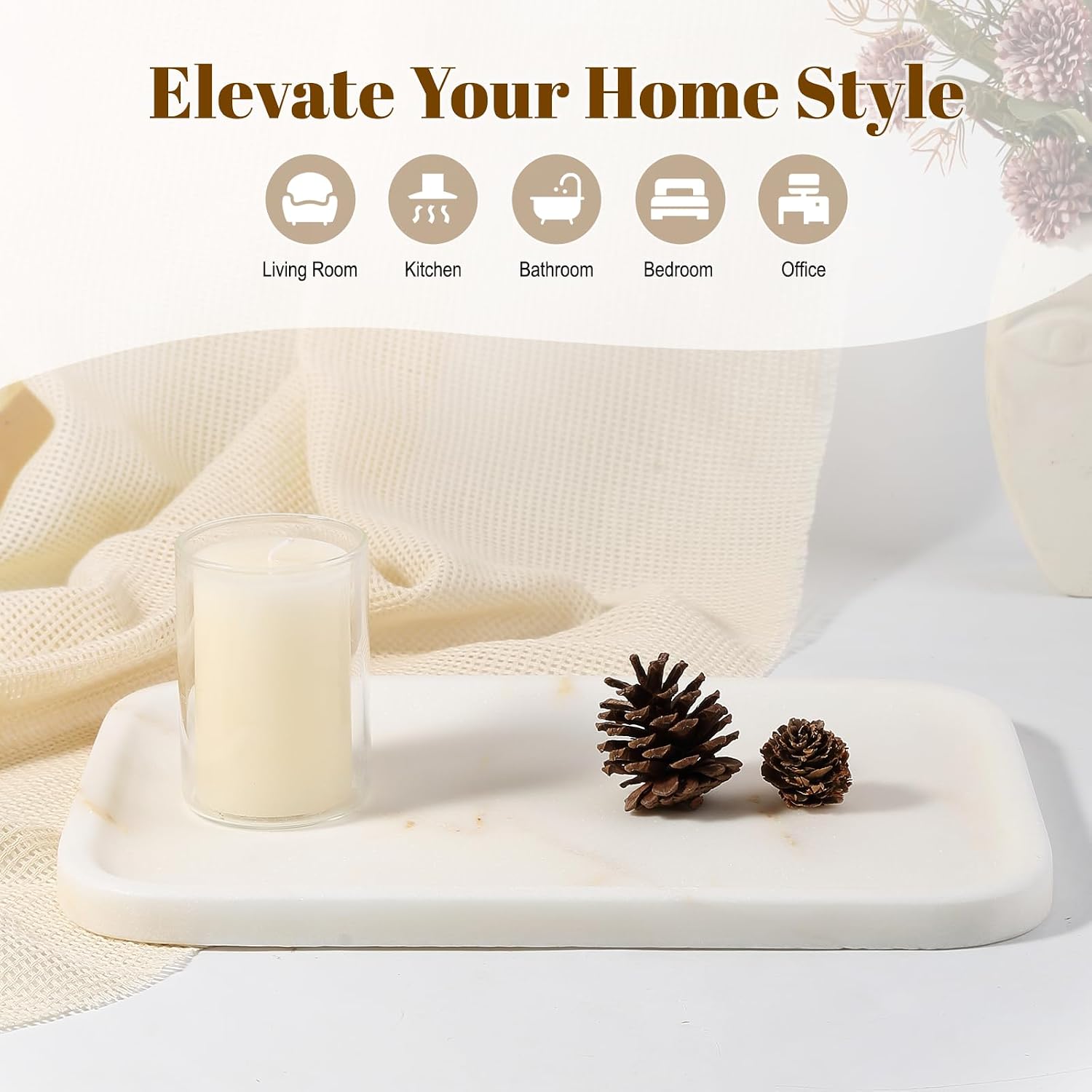 Marble Tray / Golden Calacatta / Natural / 12 x 8
