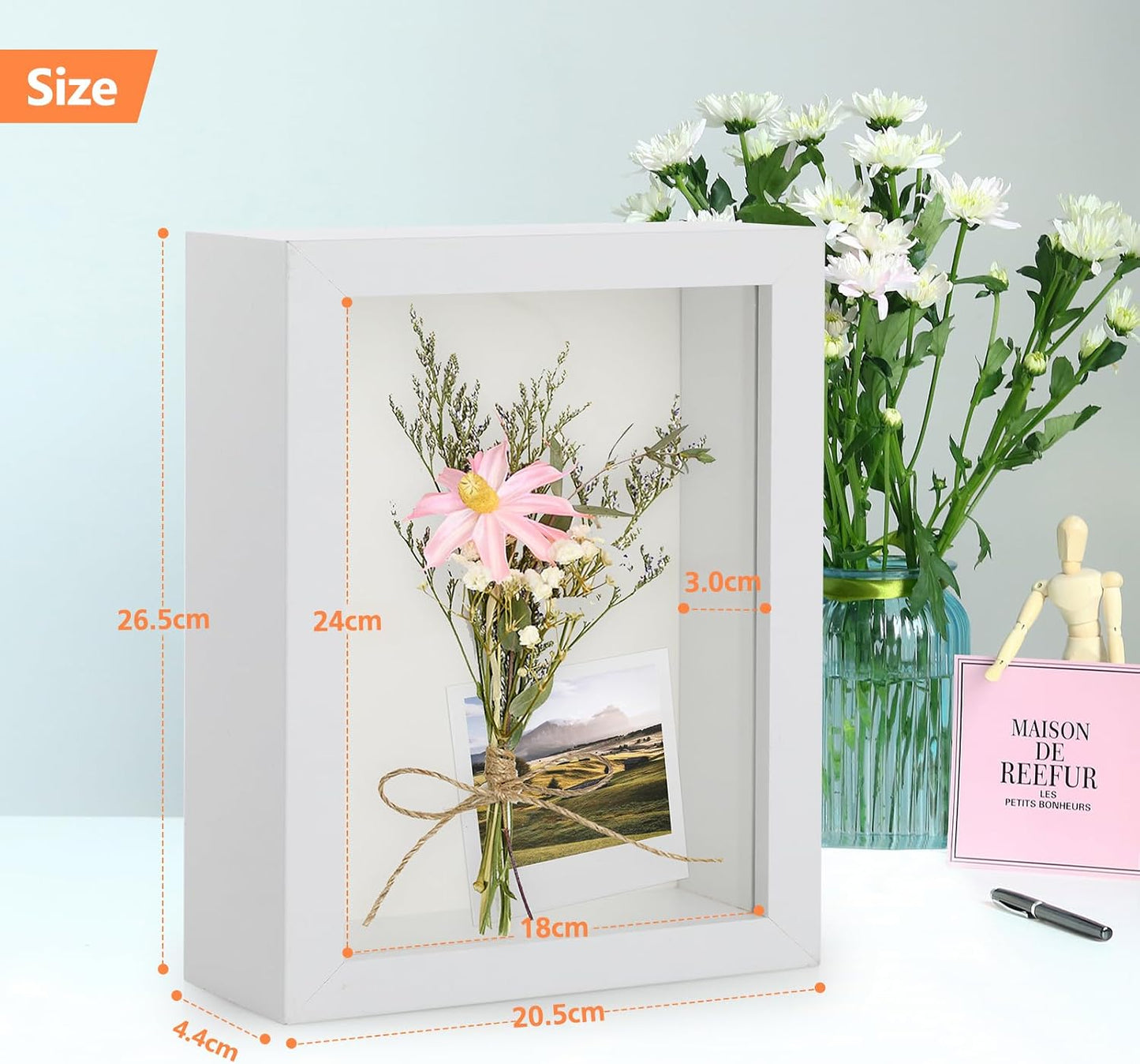 2pcs 7x9 Shadow Box Frame, 3D Picture Frame Display Cas with Real Transparent Glass for Photos, Memorabilia, Crafts
