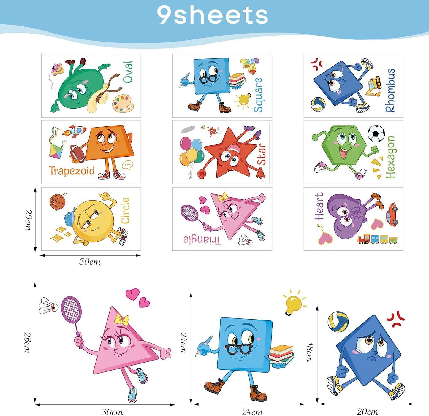 Colorful Shapes Wall Decal Peel and Stick / Diy Colorful Shapes