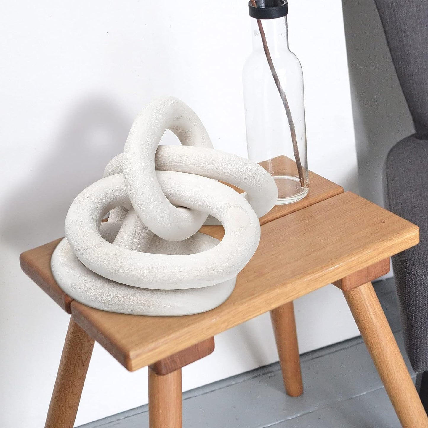 Decorative Wooden Link Chain Farmhouse Wooden Chain Decor 5 Link Decoration for Family Home / White