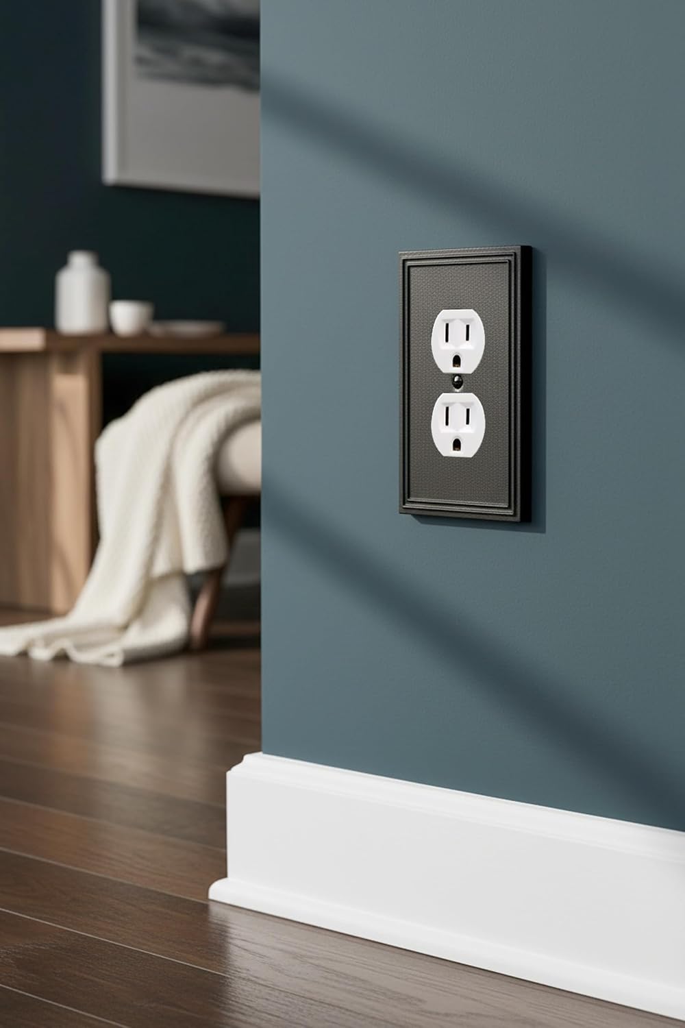 Rio Salto Matte Black Outlet Cover Plates Duplex Receptacle Modern Black Decorative Wall Plates Wall Plate Cover 1-Gang