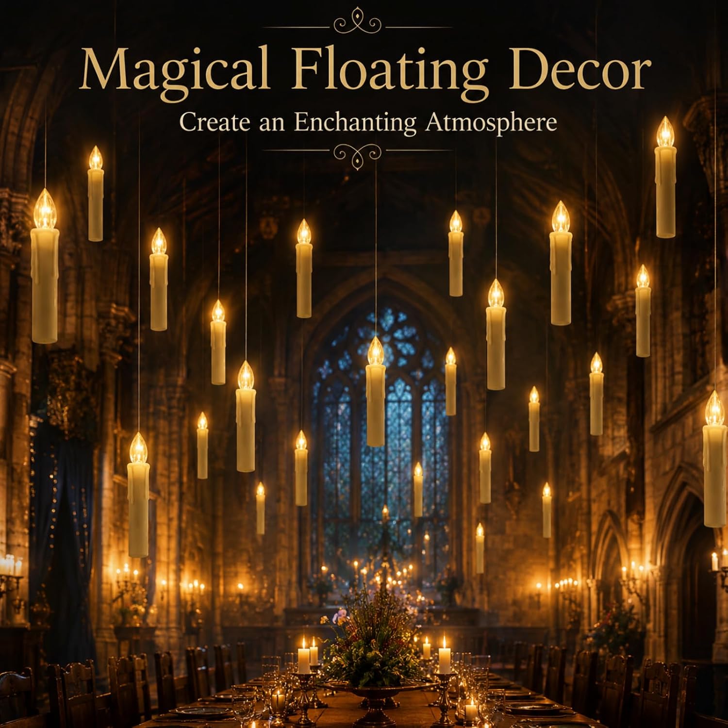 LED Taper Candles with Remote 4in, 10 Clip-On Christmas Tree Lights | Magical Floating Flameless Candle Short Battery
