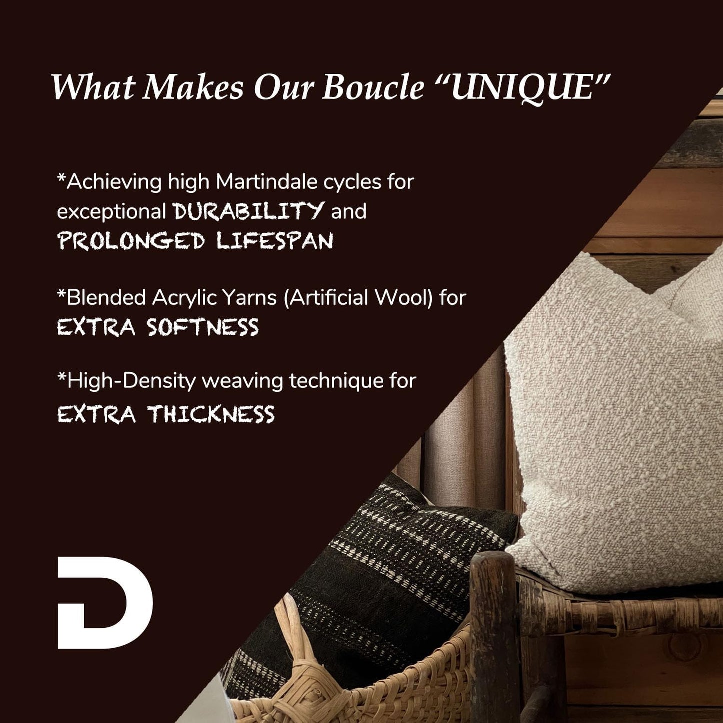 Decorative Throw Pillow Cover Textured Boucle Square Sofa Couch Pillow / Ivory / 18 x 18