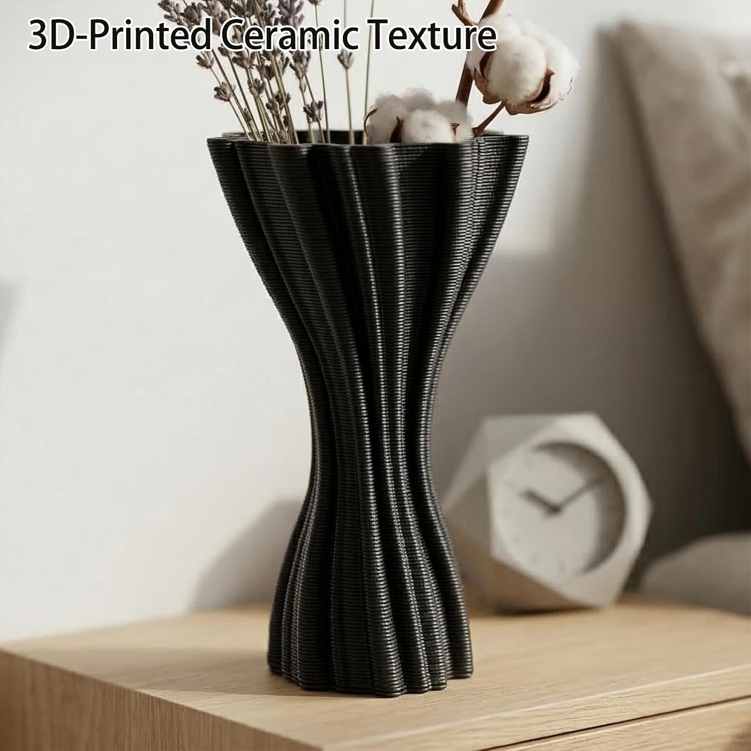 Minimalist Black Ceramic Vase / Black-a, 7.87 Inch