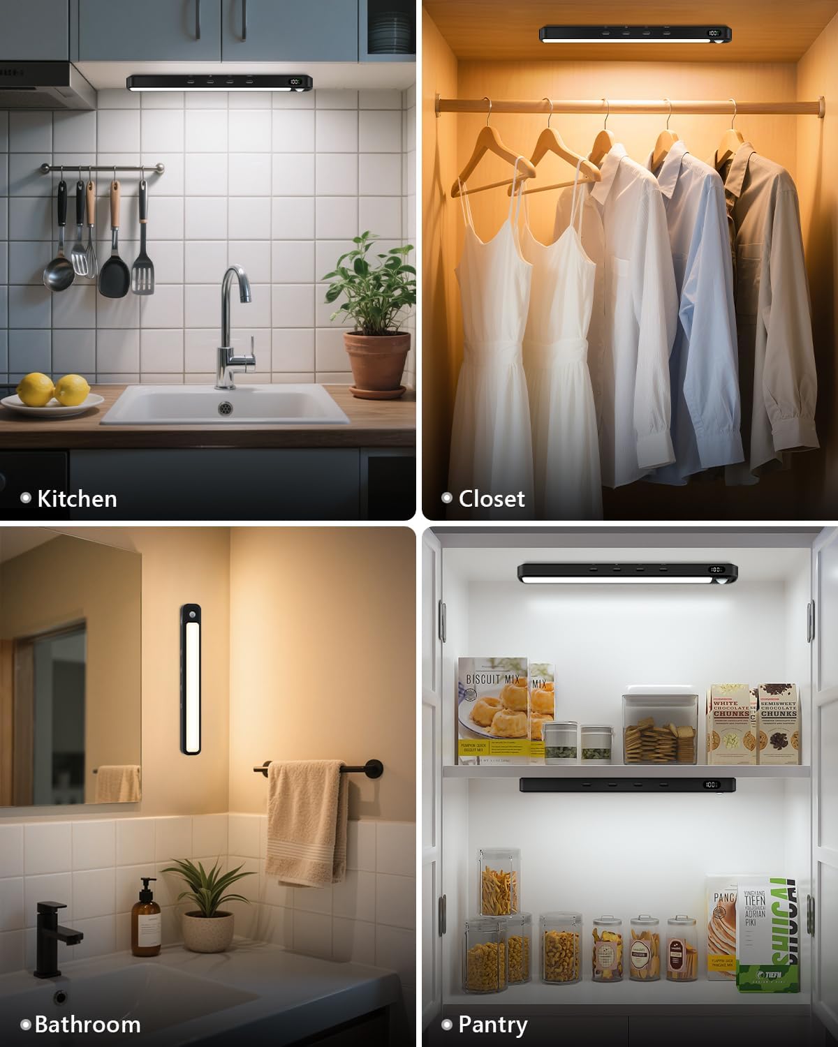 WILLED Under Cabinet & Closet Lights, Motion Sensor, Rechargeable, Magnetic, 3 Color Temps, Dimmable LED Light Bar for