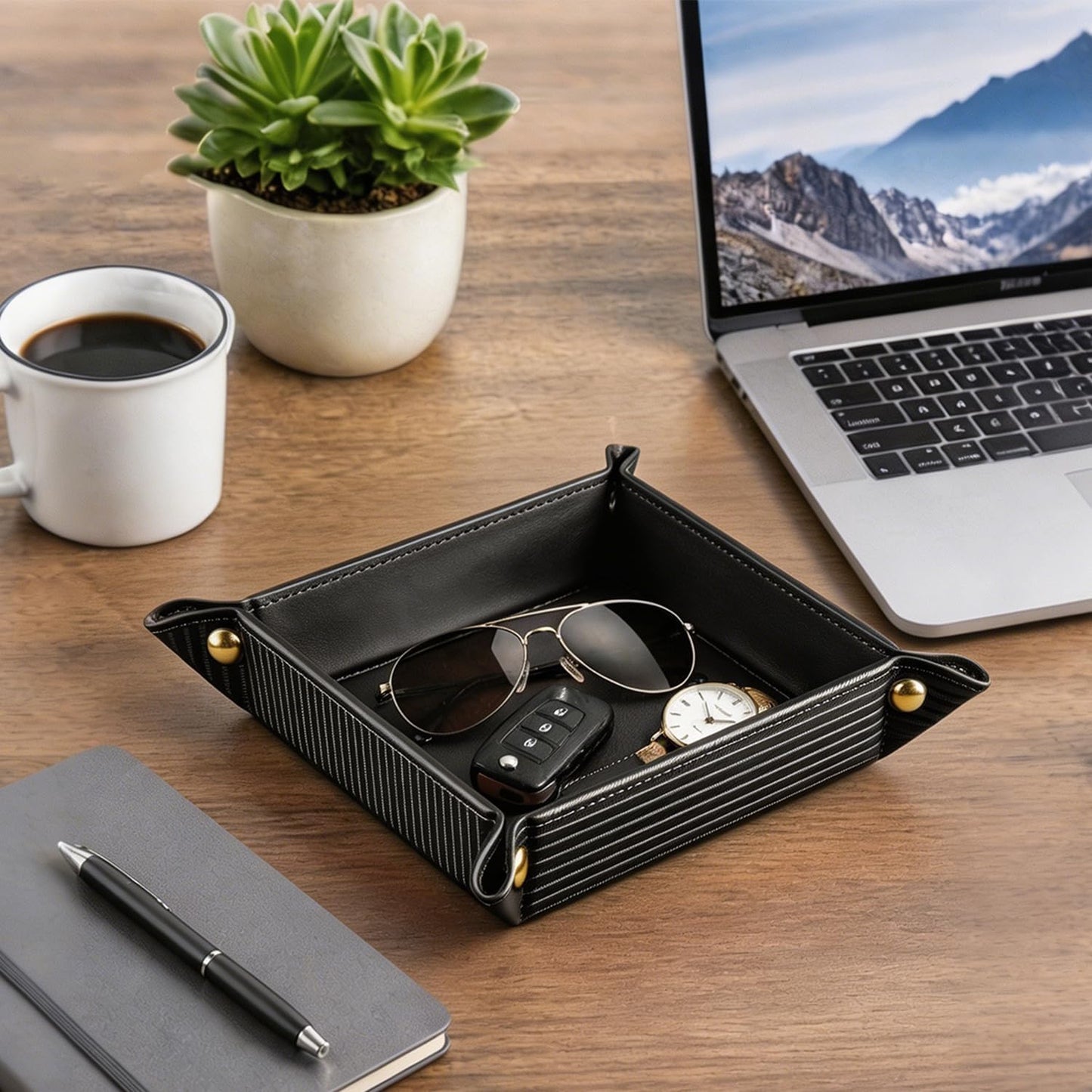Light Valet Tray for Men / Black Rome