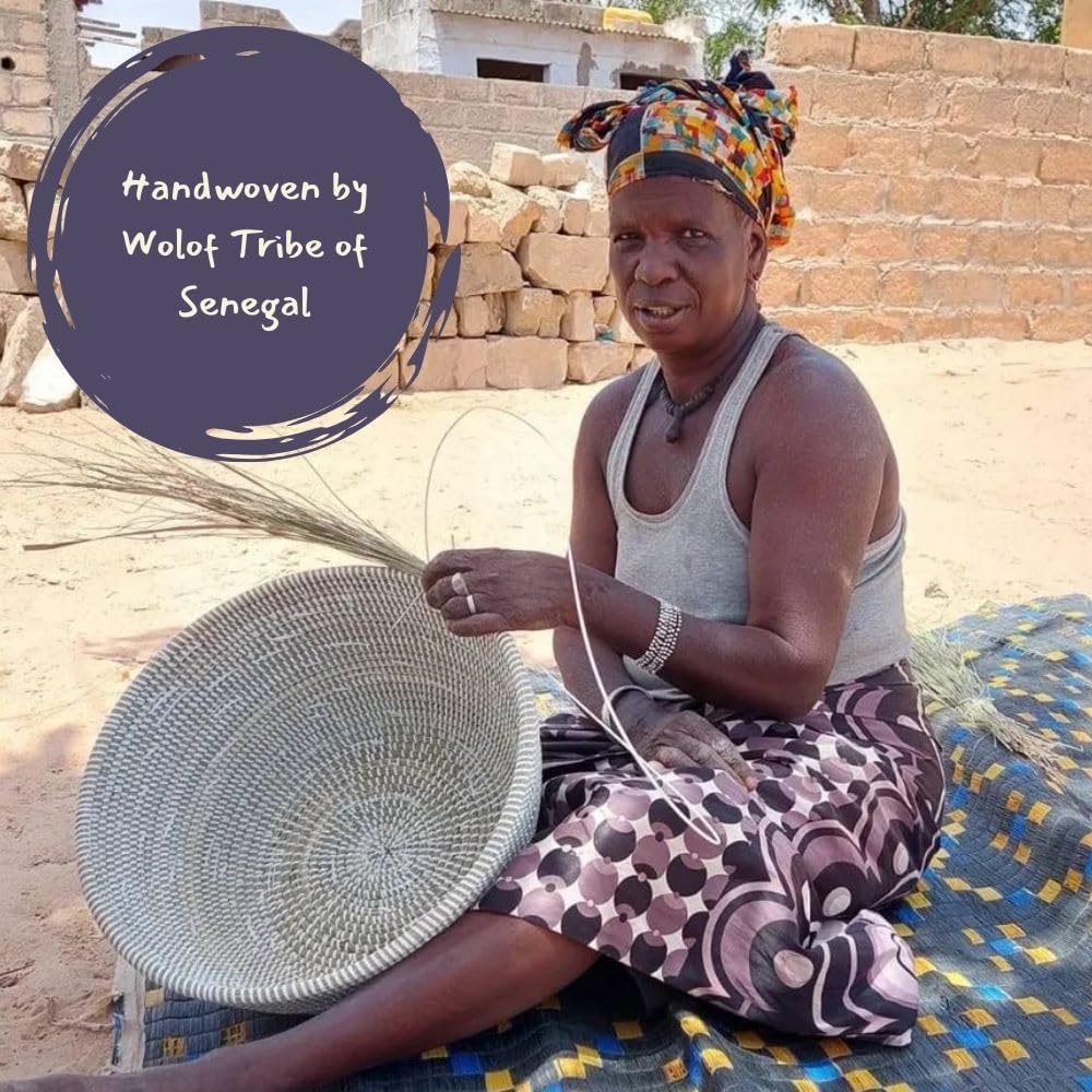 Small African Wicker Basket / White / 12 Inch