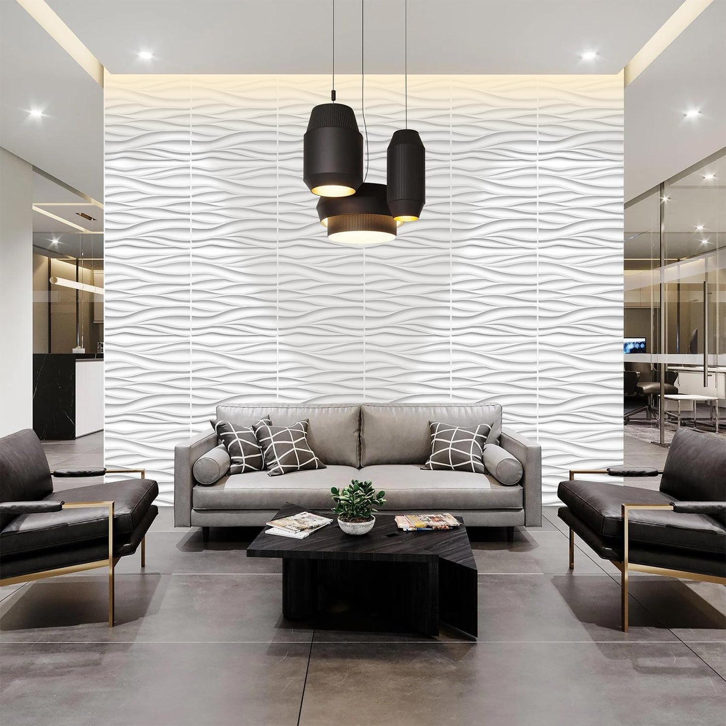 STICKGOO Wave Wall Panels for Interior Wall Decor, White 3D Wall Panels Accent Wall, Paintable 3D Wall Decor Covering