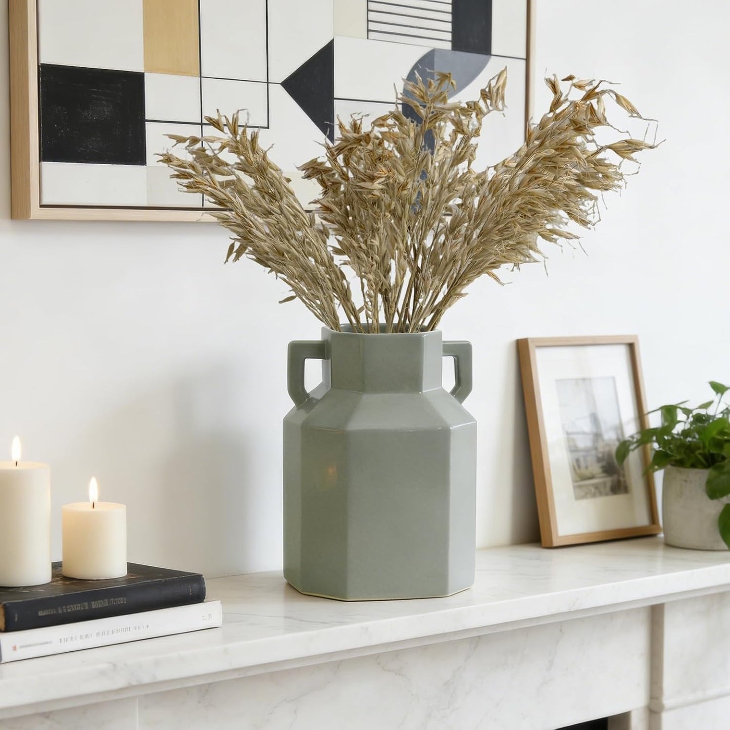 Boho Vase / Modern Ceramic Vase / 7.3 Inch-green / 7.3 Inch