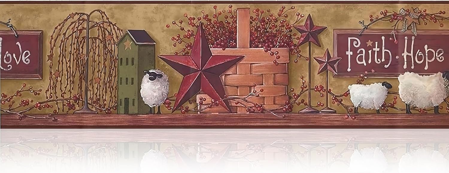 Pre-Pasted Wallpaper Border / Red Pattern
