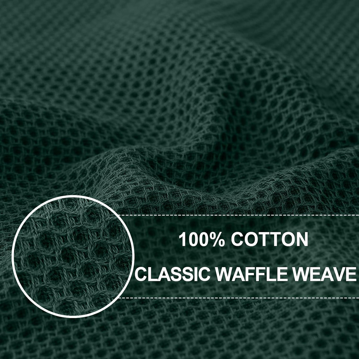 Homaxy 100% Cotton Oversized Waffle Weave Kitchen Towels 4-Pack | Blackish Green, 20 x 28 Inches, Ultra Soft Absorbent