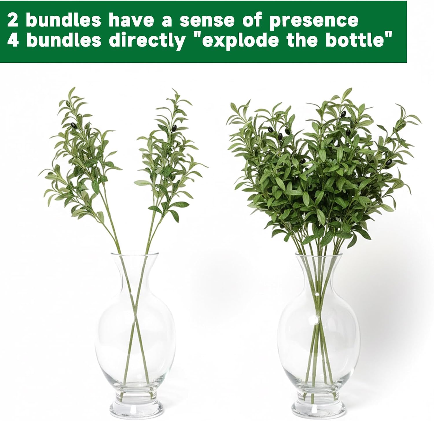 Olive Tree Branches for Vase Artificial Greenery Stems Realistic Faux Olive / 39 Inch / Set of 4