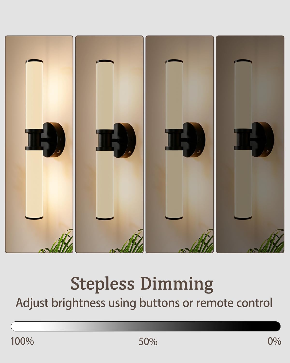 Rayogale Black Rechargeable Battery Operated Wall Sconces with Remote | White Glass Wireless Wall Lights Set of 2 with