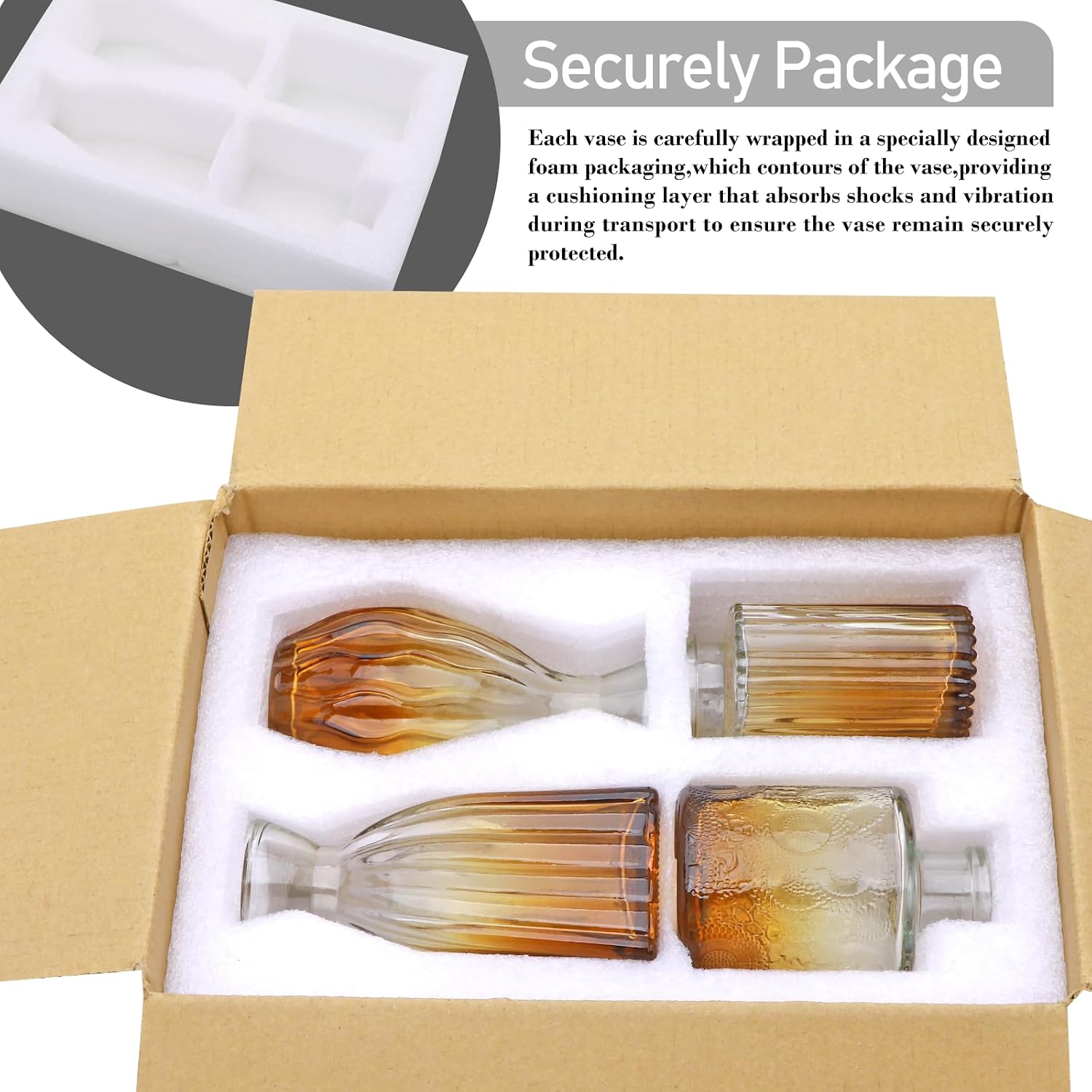 Glass Bud Vases / Brown / Set of 4