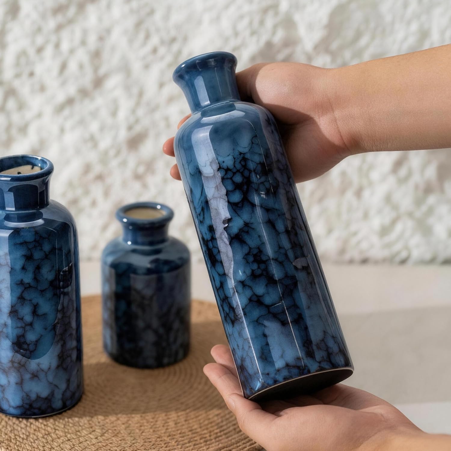 Rustic Farmhouse Vase / 106-cobalt Blue / Set of 3