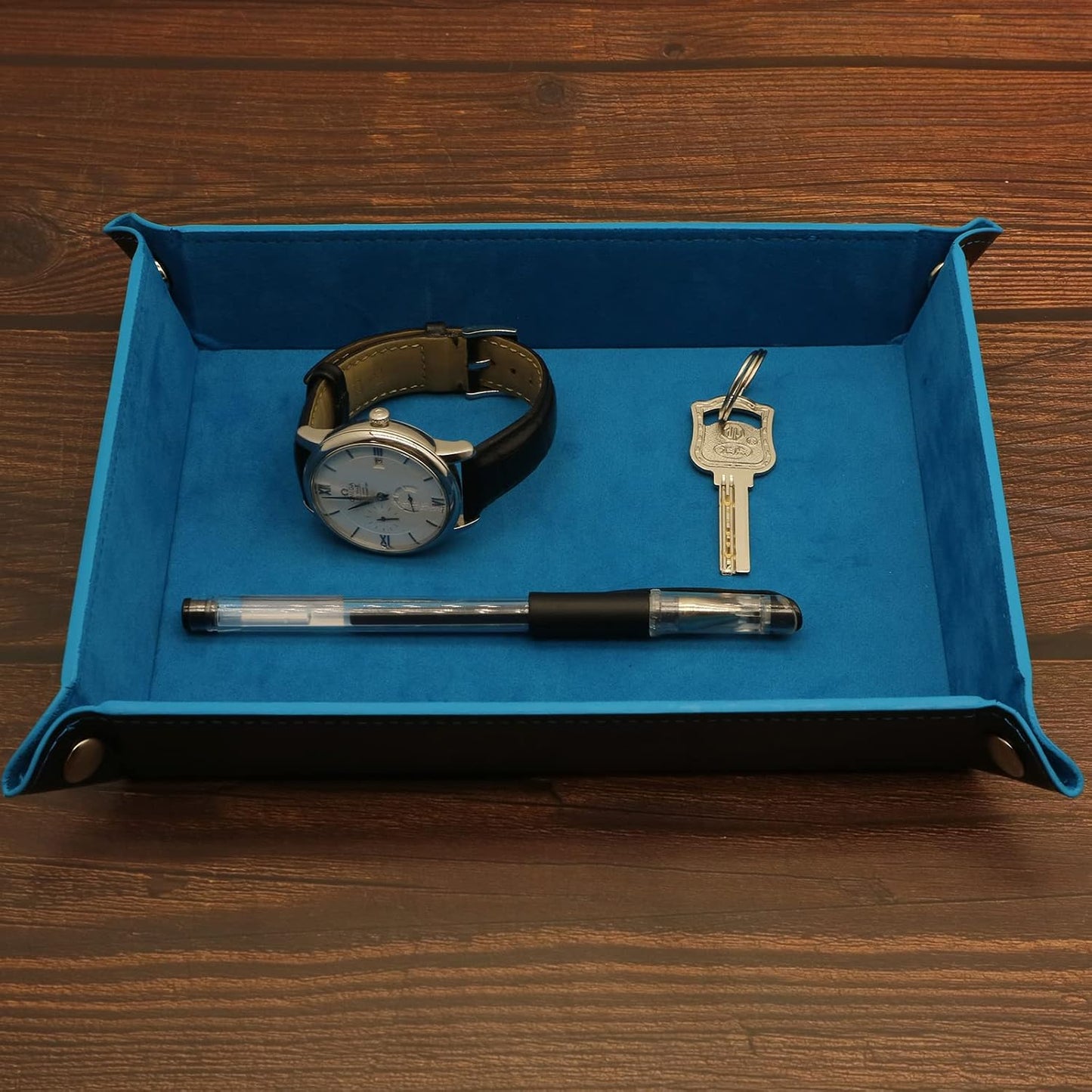 Valet Organizer / Catchall Tray for Jewelry / Blue