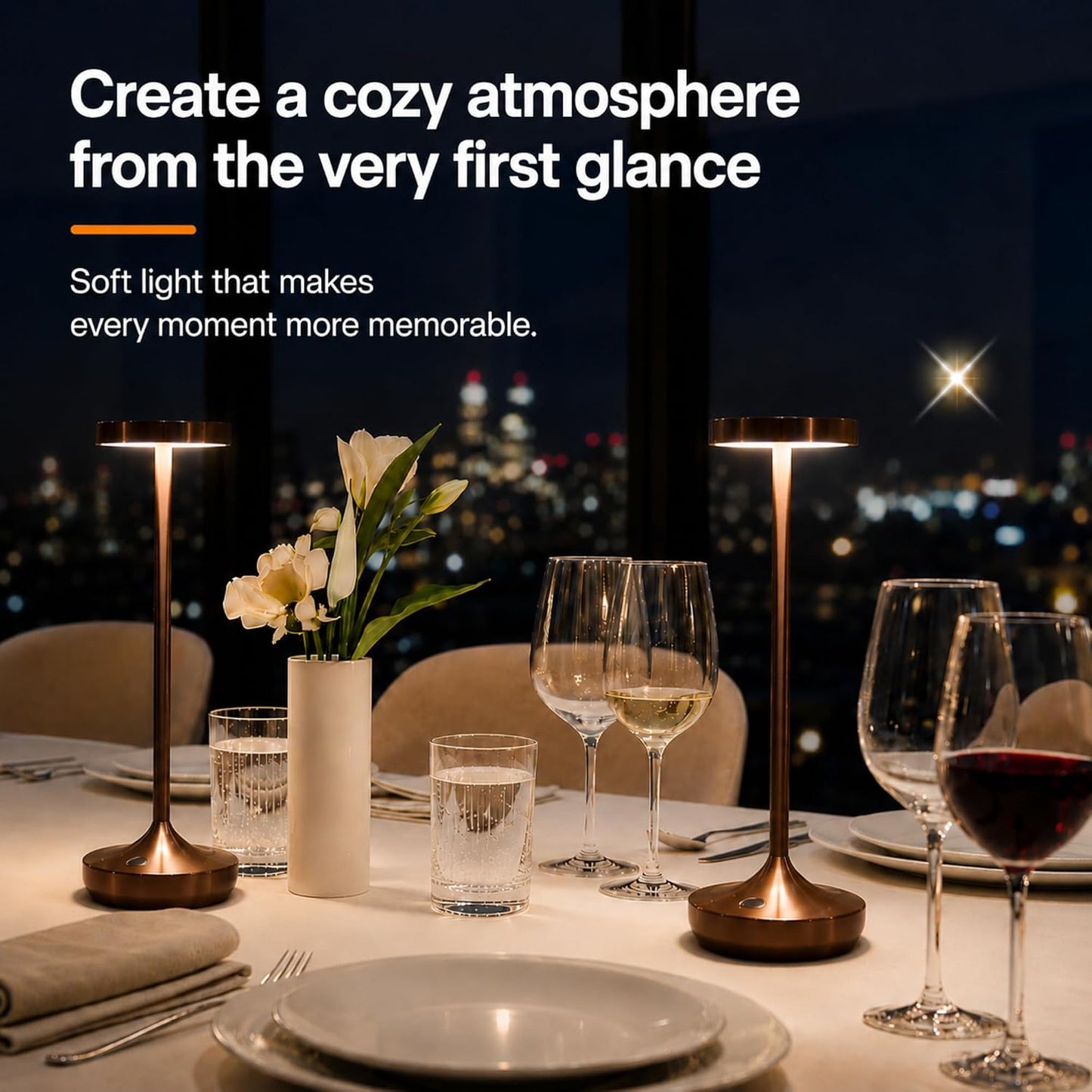 Brown Cordless Table Lamps, Rechargeable 6000mAh, 72H Runtime, Waterproof | Stepless Touch Dimming with 3 Color Modes &