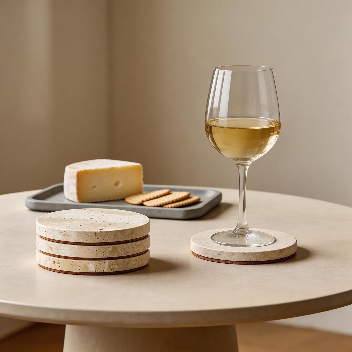 Non-Slip Cork Backing / Beige / Set of 4