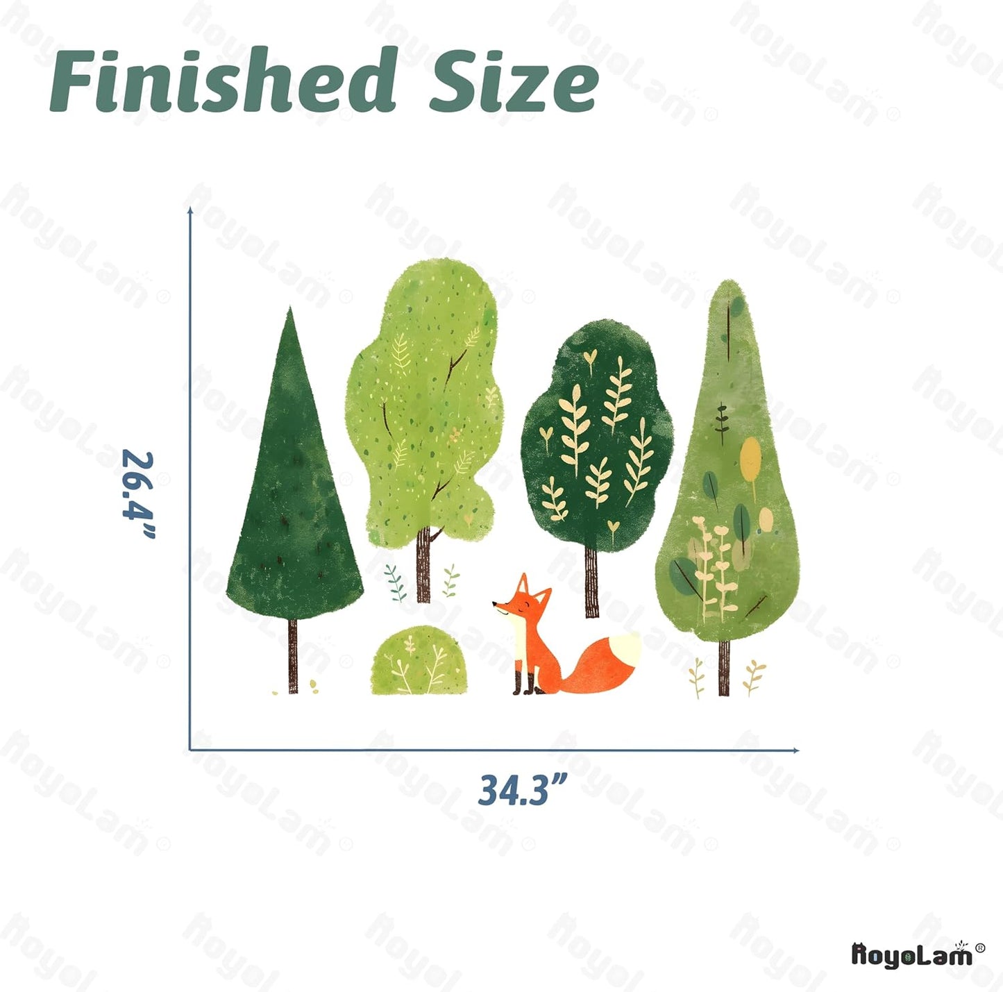Trees and Fox Wall Decals Removable Cartoon Forest Vinyl Stickers for Nursery Living Room