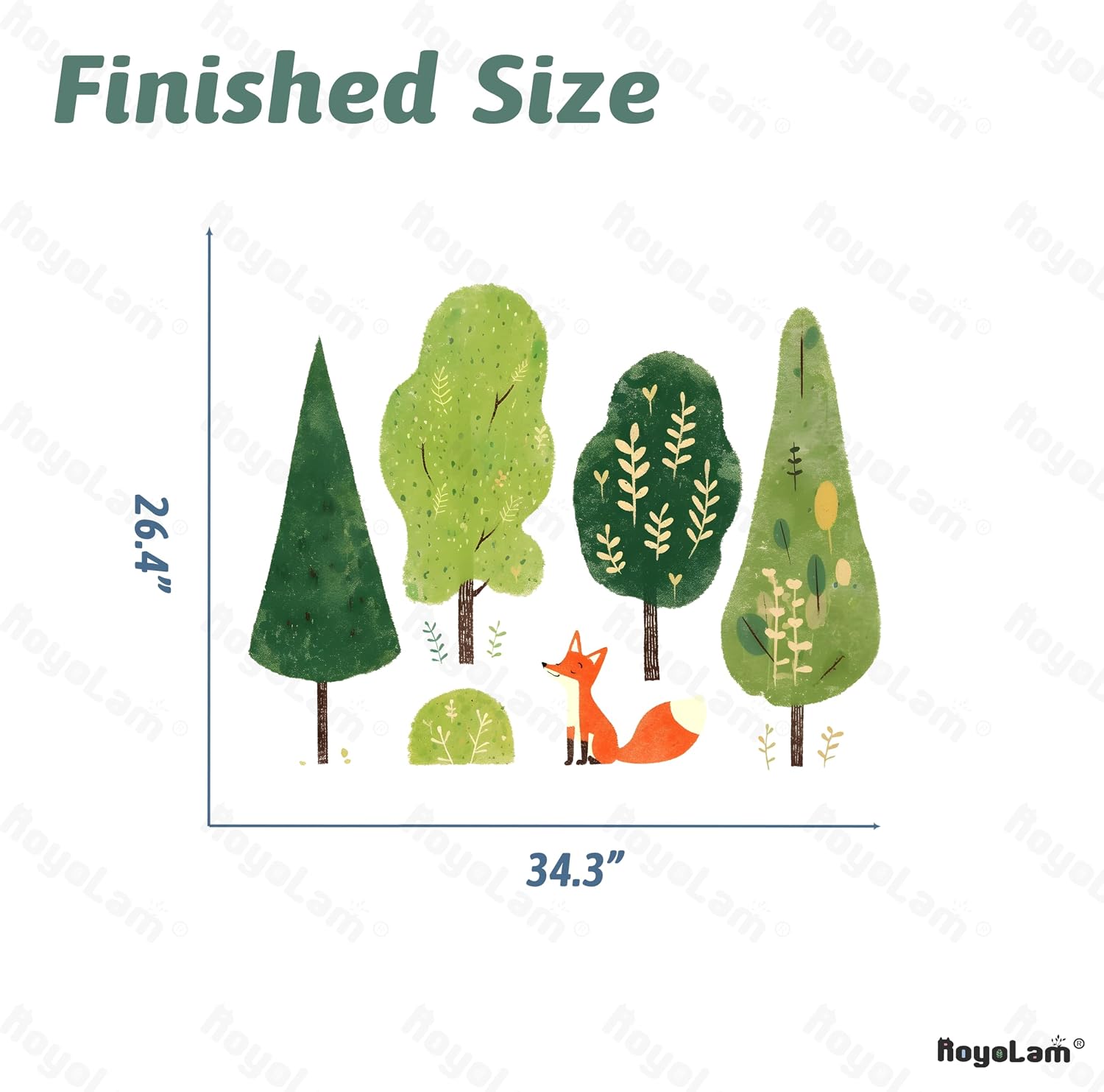 Trees and Fox Wall Decals Removable Cartoon Forest Vinyl Stickers for Nursery Living Room
