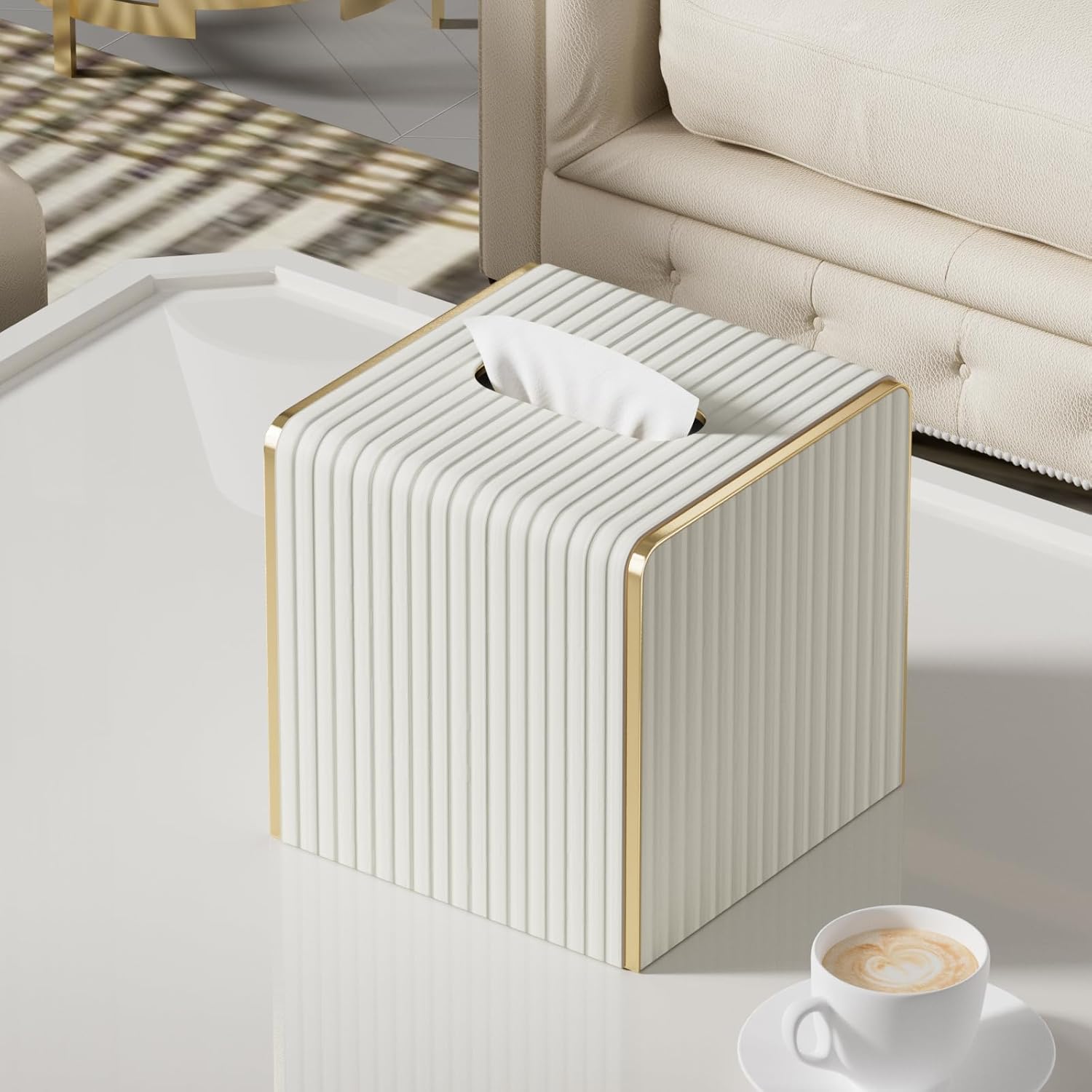 Tissue Box Cover / Cream White / Square
