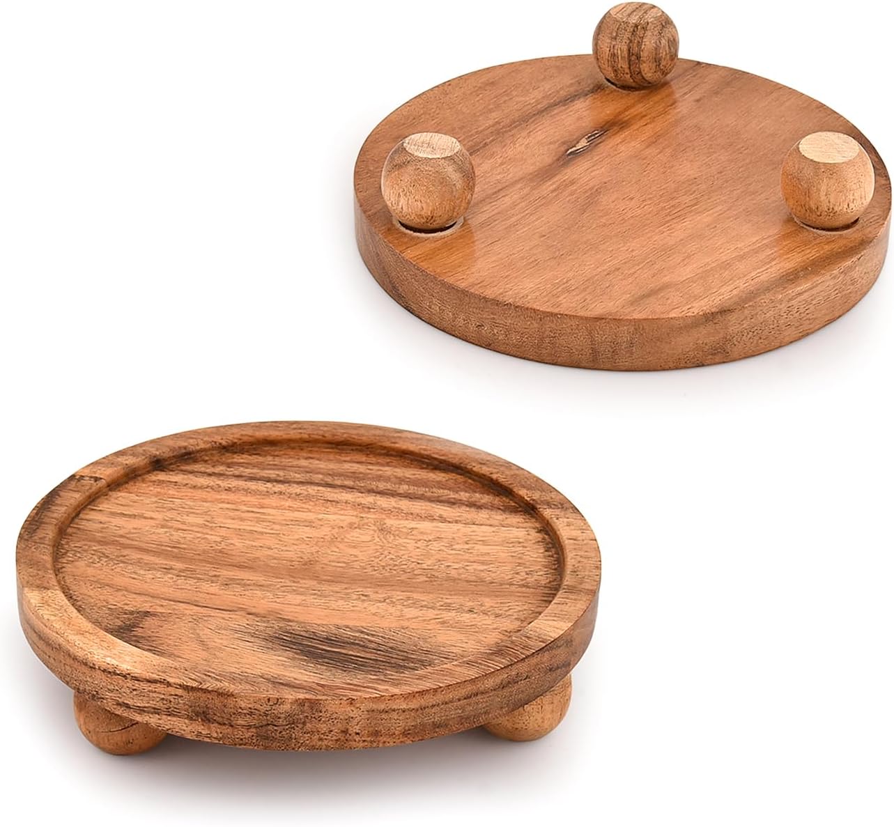 Display Stand Acacia Wood Round Wooden Display Stand Tray for Display Farmhouse