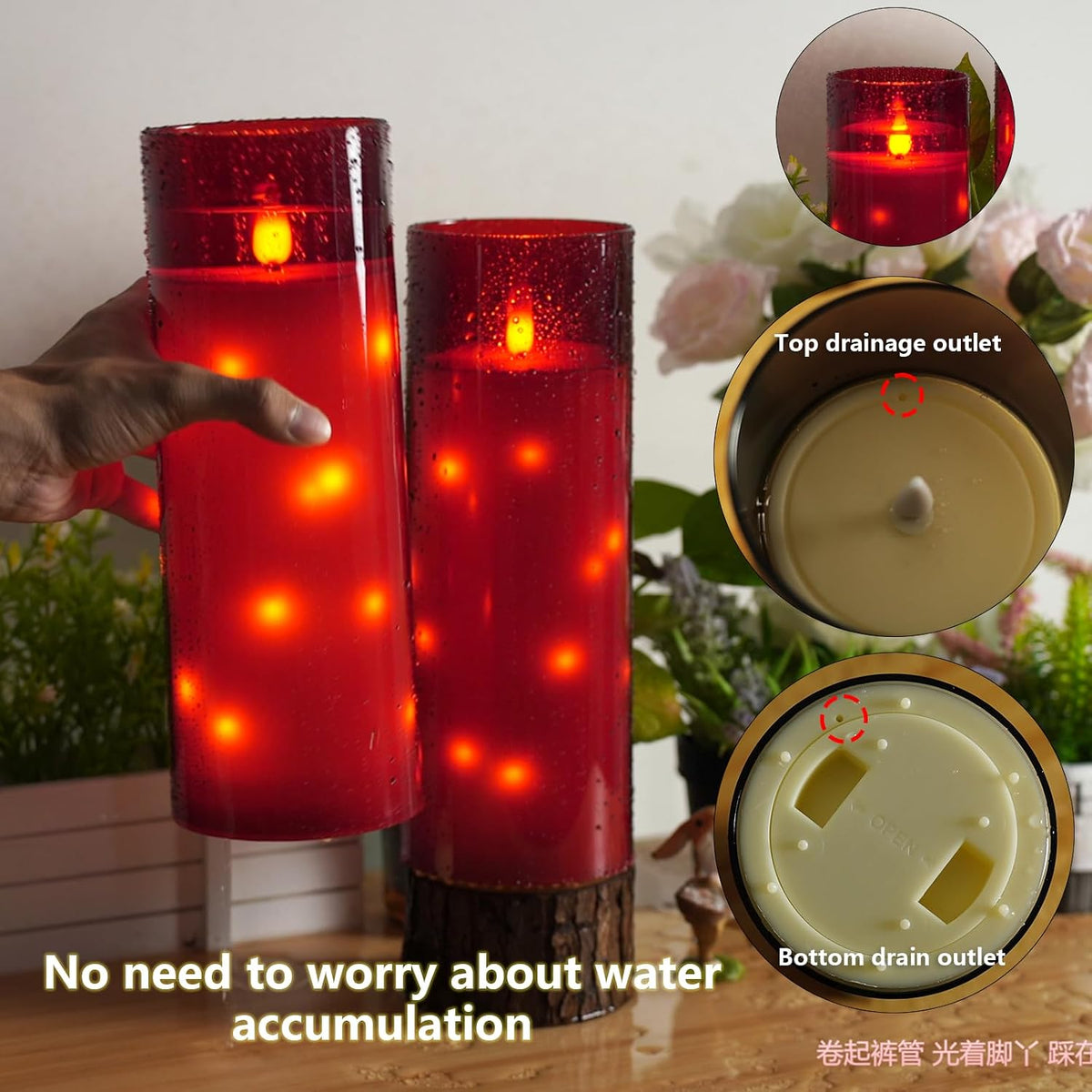 kakoya 11" x 4" Large Outdoor Waterproof Flameless LED Candles with Remote and Timer,Acrylic Pillar Candles Battery