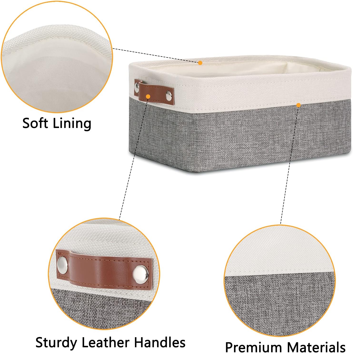 Small Storage Baskets / White&grey / 11.8 x 7.9 x 5.1 / Small/6p / Set of 6