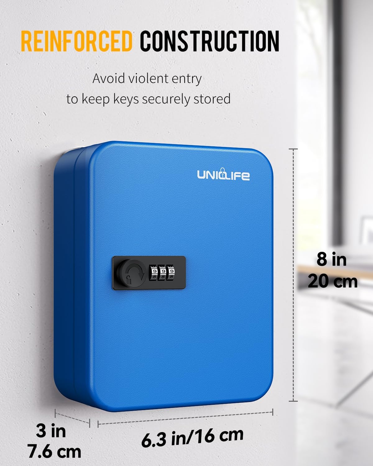 Combination Lock Resettable Digital Security Storage Box Steel Key Organizer / Blue / 20 Keys