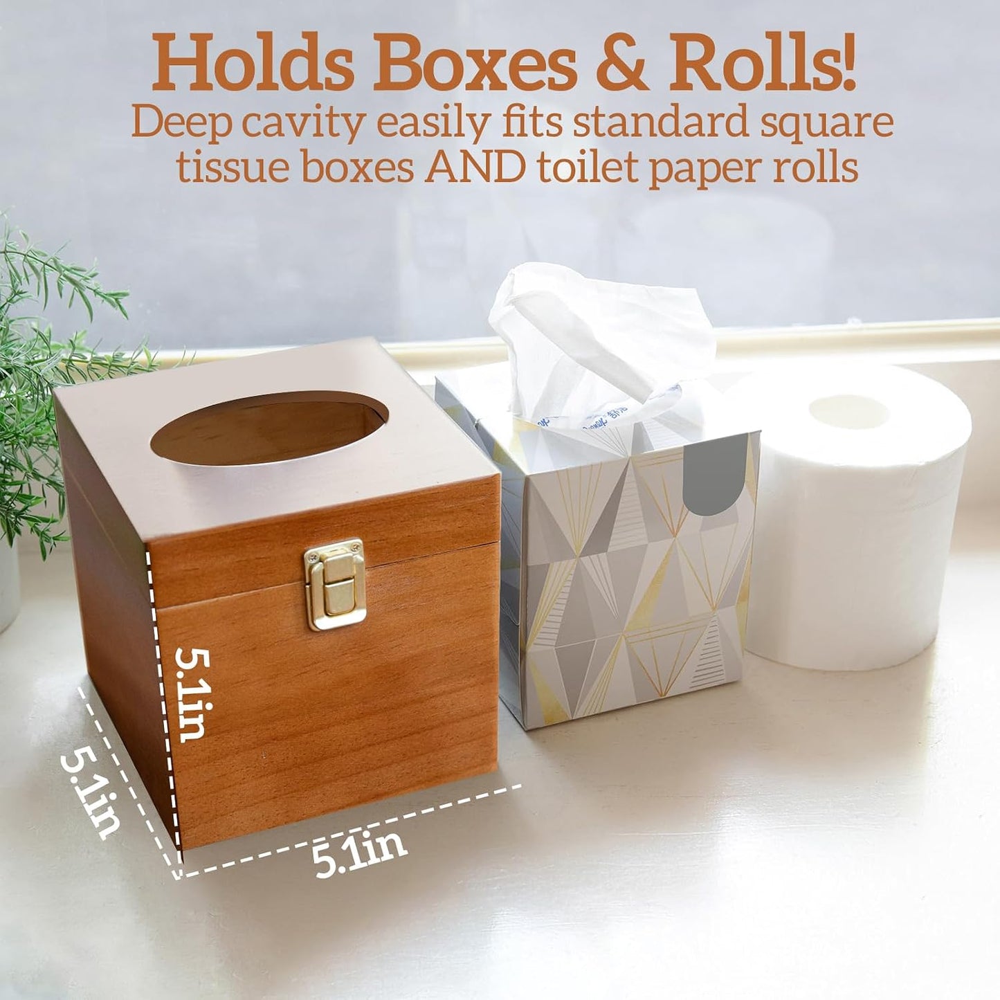 Tissue Box Cover / Wooden / Square
