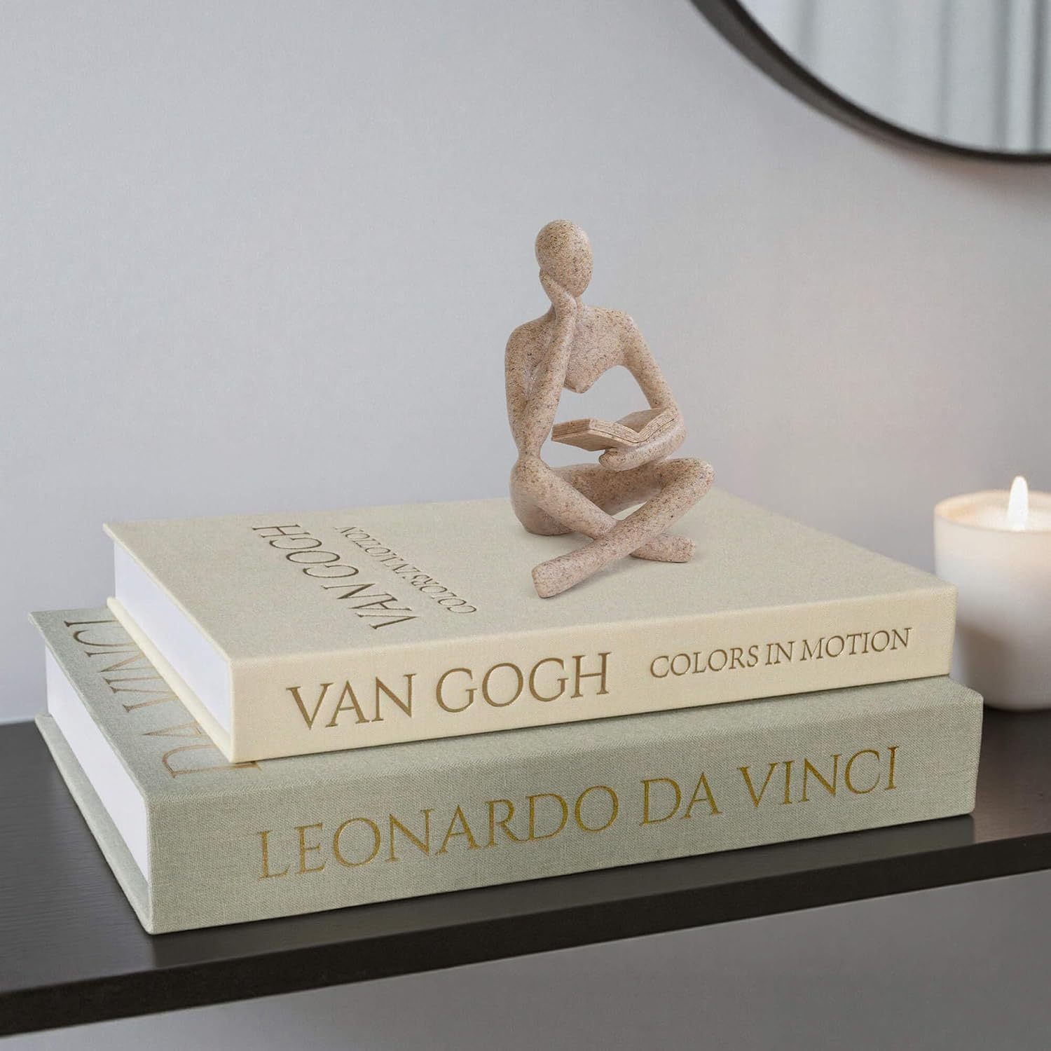 Bookshelf Decor Thinker Statue