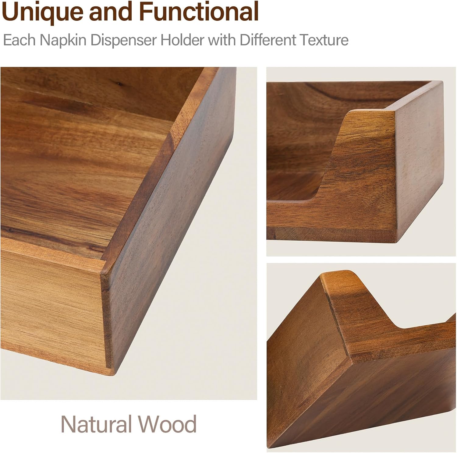Napkin Holder / Farmhouse Style Square / Brown / 7.36 x 7.36 x 2.16